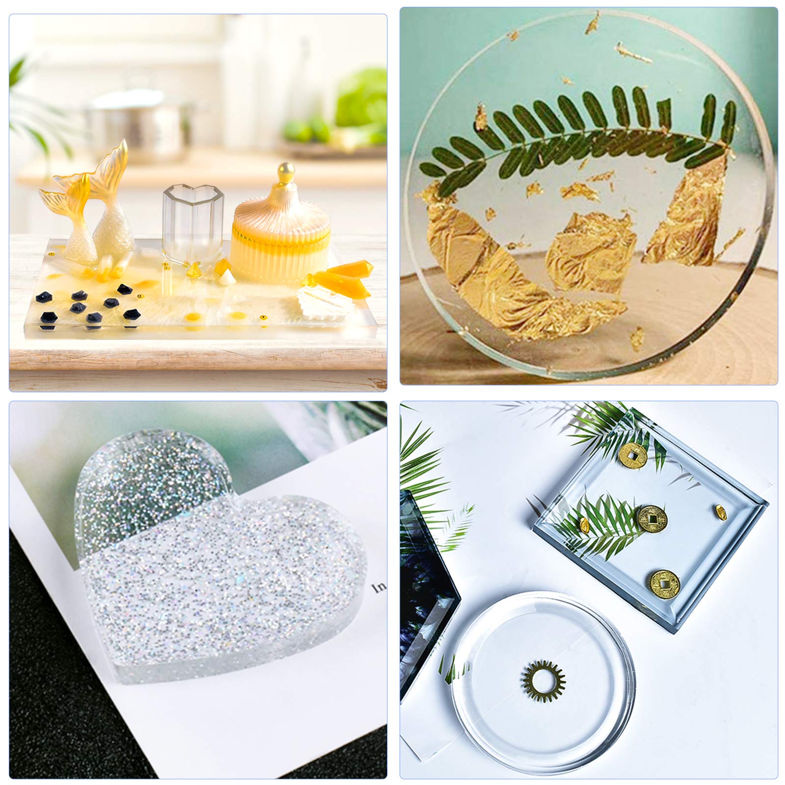 Premium 8-Piece Transparent Food-Grade Silicone Mold Set for DIY Coasters, Pendant Crafts & Home Decor - Resin Casting Molds for Creative Projects, Party Favors & Gift Making
