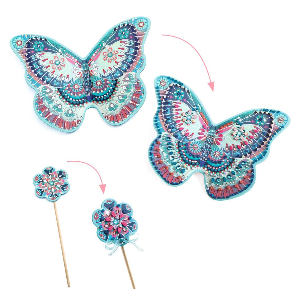 DIY Fairy Wings Mosaic Kit for Kids - Djeco Like A Fairy Creative Art Project | Perfect for Birthday Gifts & Imaginative Play