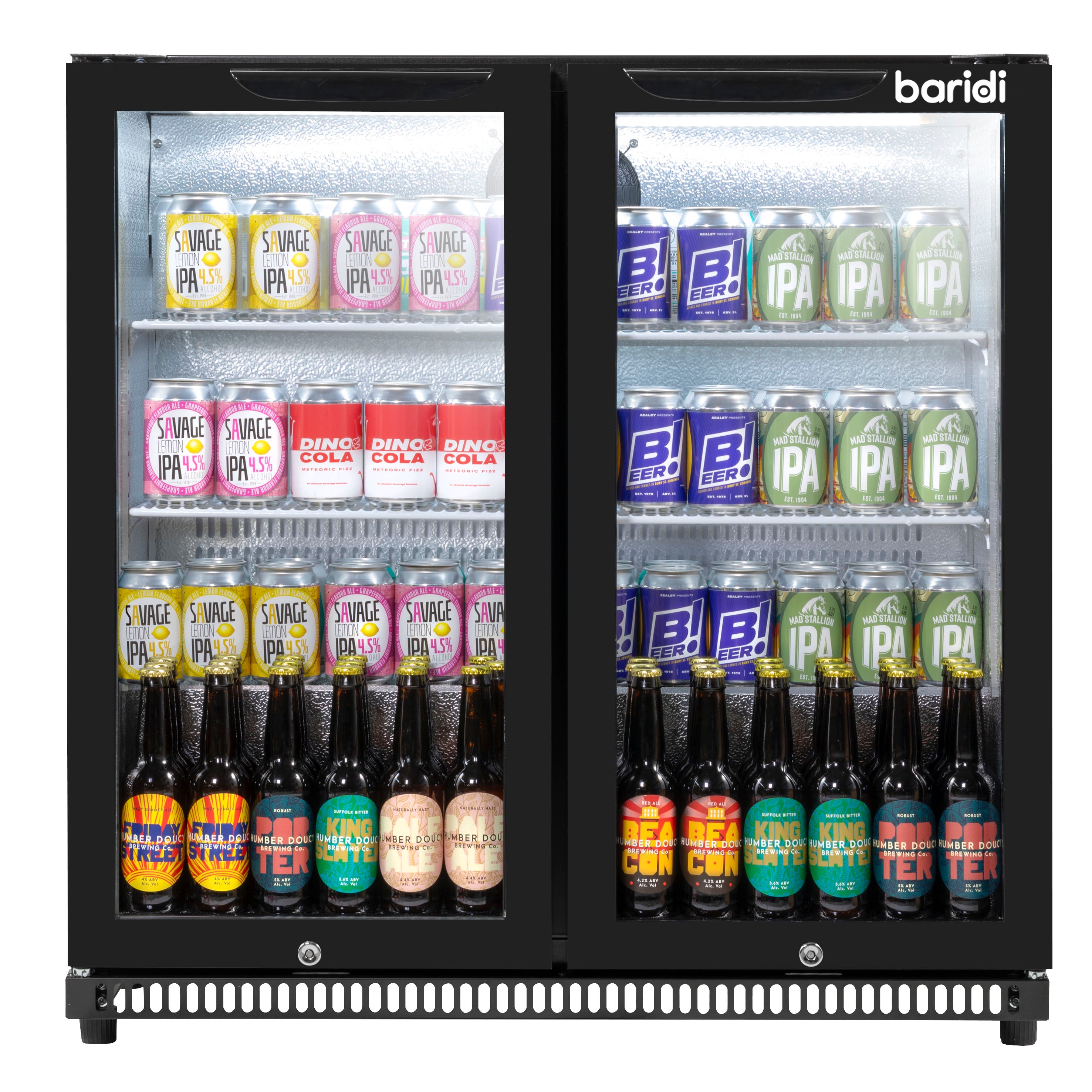 Baridi Back Bar Drinks Fridge with Hinged Double Door - 190L Capacity Commercial Beverage Cooler for Bars, Restaurants & Home Use - Model DH272