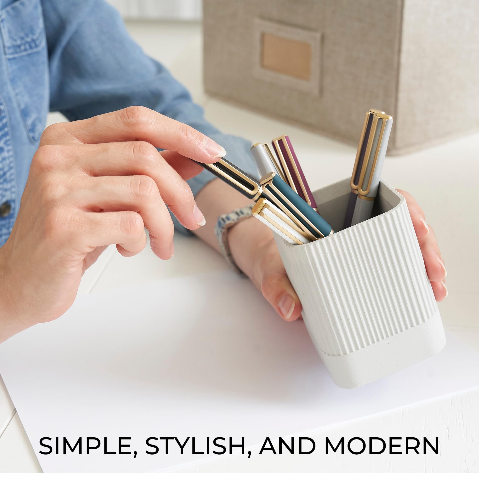 KIBAGA Modern Concrete Pen Holder - Aesthetic Desk Organizer for Pencils, Pens & Office Supplies | Stylish Office Decor & Functional Workspace Accessory for Home, Office & Study Room