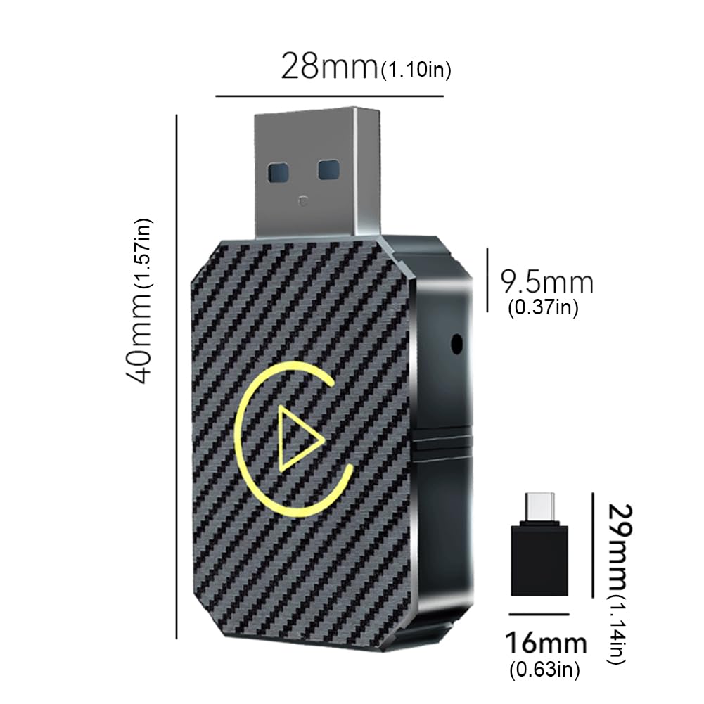 Wireless CarPlay & Android Auto Adapter - Mini USB Plug & Play Converter for iPhone iOS 10+/Android 11+ - Seamless Wired to Wireless Upgrade (Black) | Perfect for Commuting, Road Trips & Hands-Free Driving