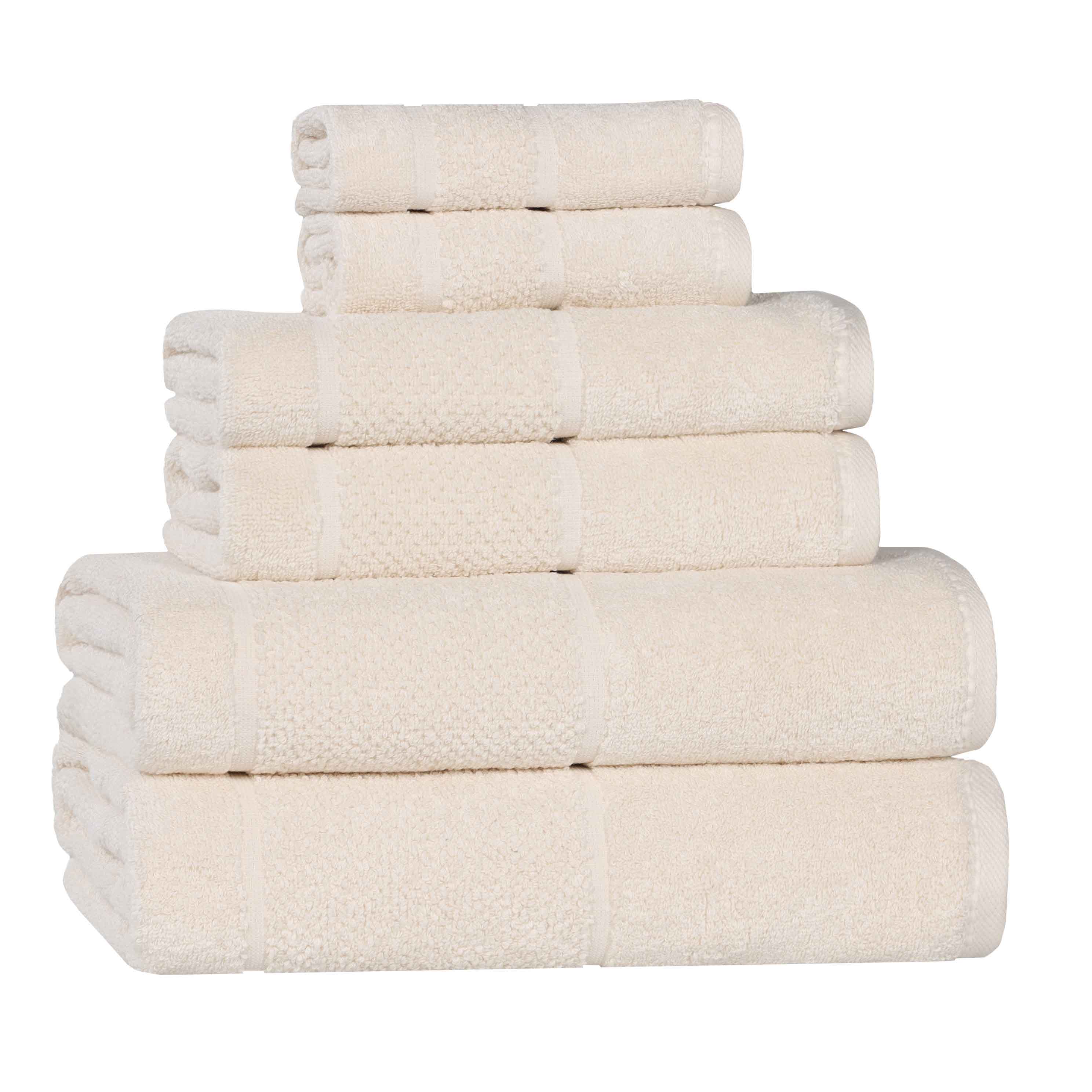 Premium 6-Piece Cotton Towel Set with Smart Twist & Broad Border - Soft, Absorbent Bath & Beach Towels for Home, Spa, and Travel
