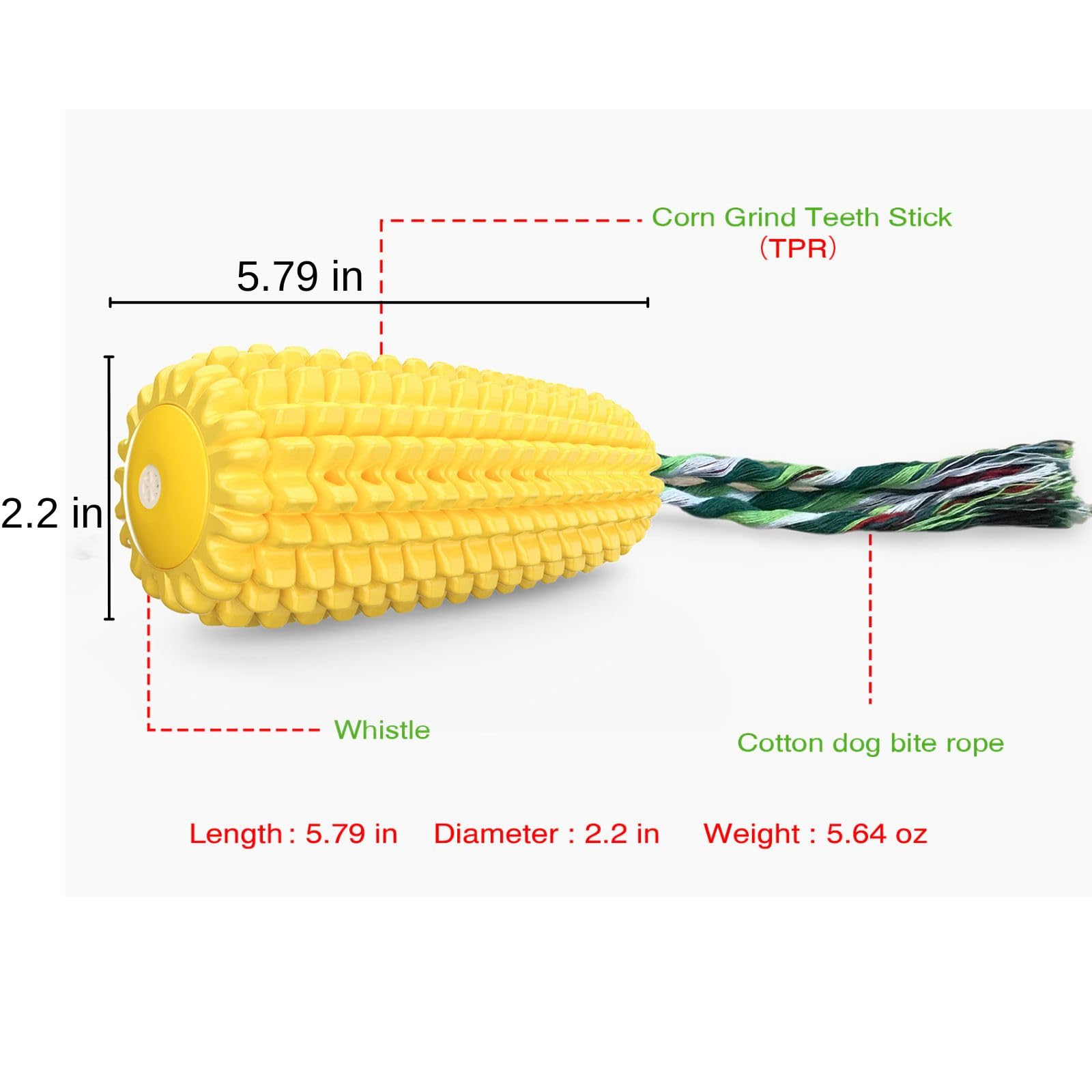 Durable Dog Chew Toys for Aggressive Chewers - Corn-Shaped Interactive Squeaky Toy for Medium Breed Puppies - Tough Rubber Dental Chew Toy for Teeth Cleaning | Perfect for Playtime, Training & Dental Health