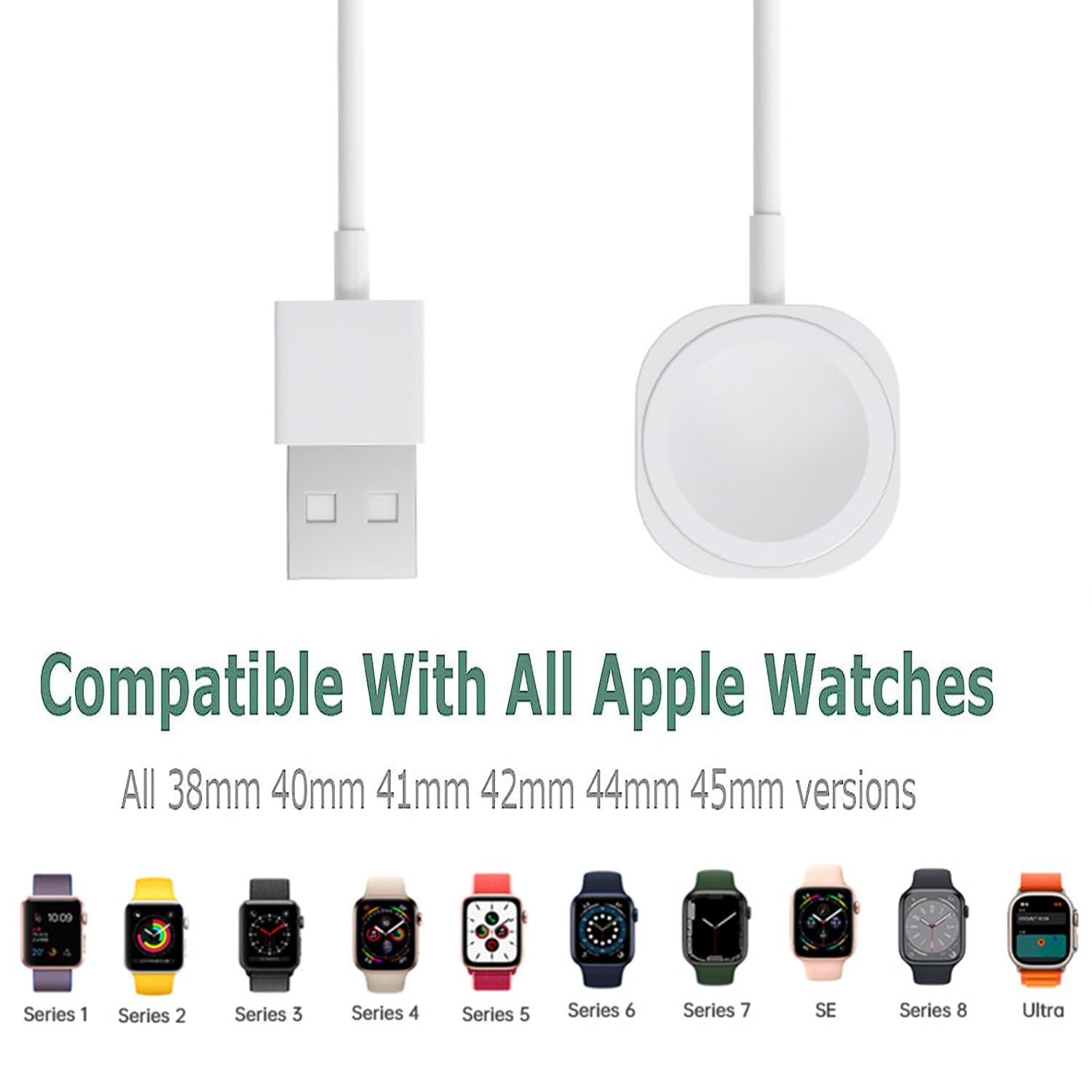 Magnetic Fast Charging Cable for Apple Watch - Portable Wireless Charger Compatible with iWatch Series Ultra/8/7/6/SE/5/4/3/2/1 (3.3FT) - Perfect for Travel, Office & Home Use