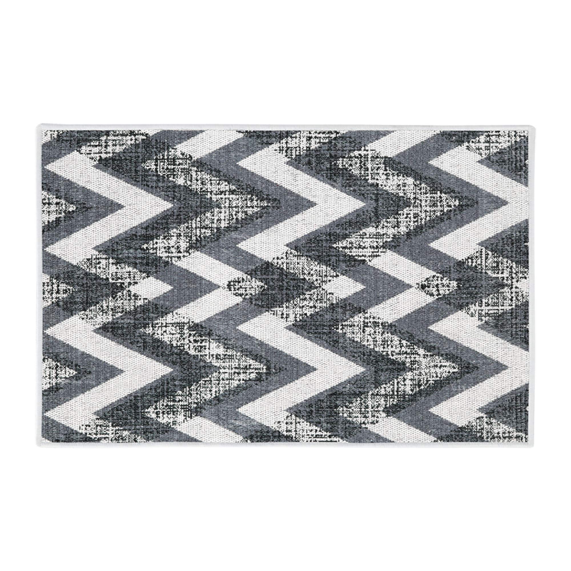 Non-Slip Washable Area Rug - Ultra Thin Laundry Room, Bathroom, Kitchen & Entryway Floor Mat (20x31.5 Inch, Chevron Gray) | Perfect for High Traffic Areas & Pet-Friendly Homes