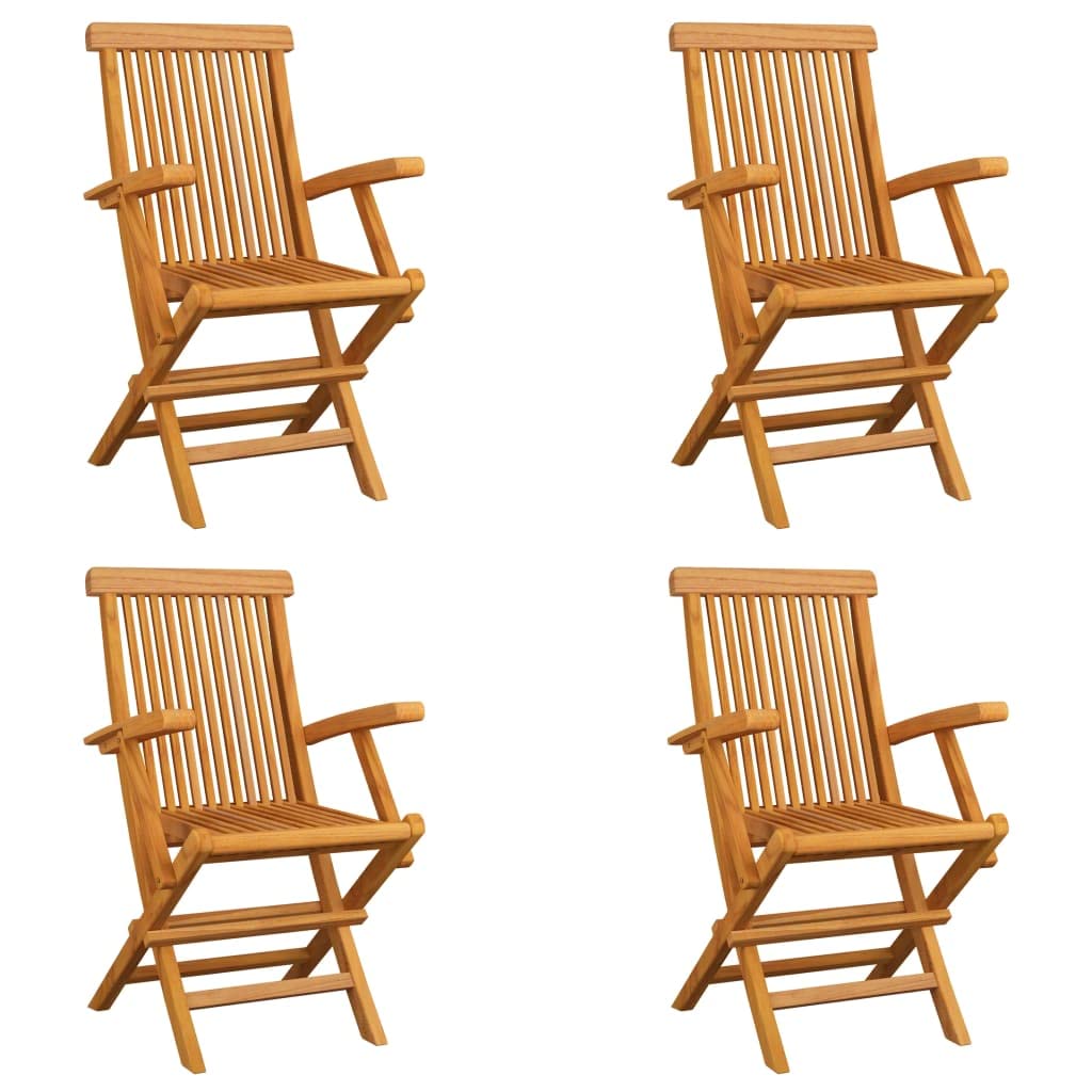 vidaXL Foldable Patio Chairs Set of 4 - Solid Teak Wood with Ergonomic Design - Easy Storage & Low Maintenance - Perfect for Outdoor Dining, Poolside Relaxation & Indoor Decor