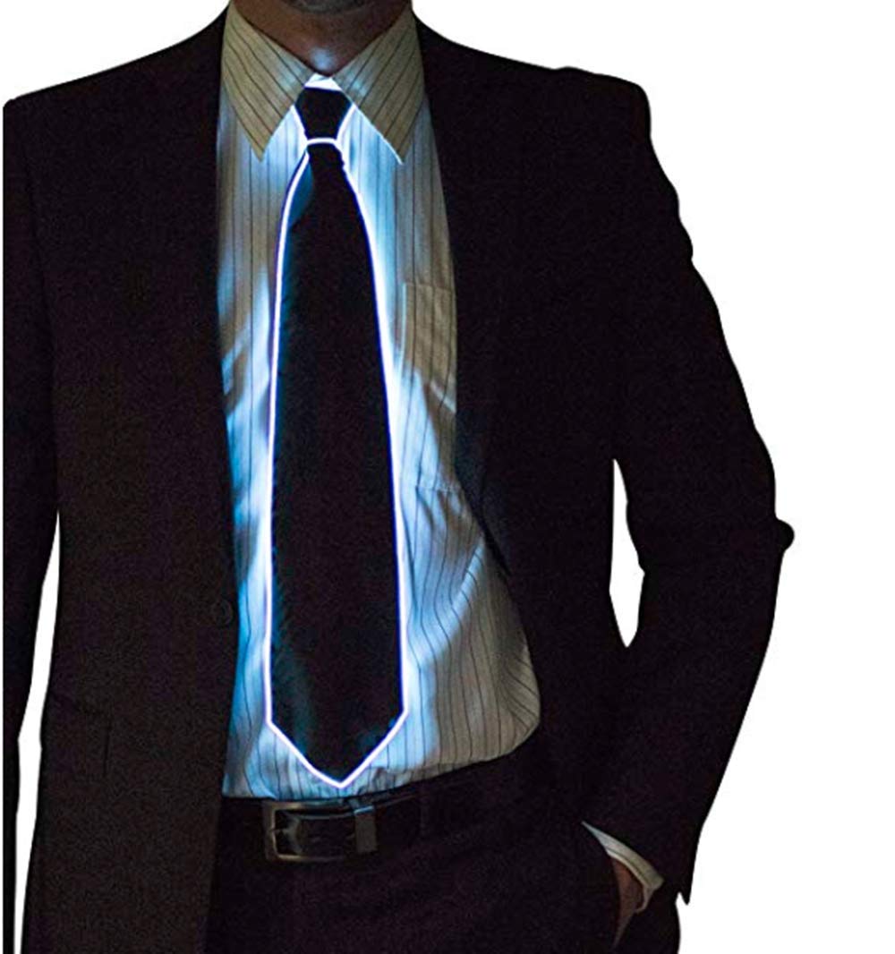Glowing LED Light Up Tie for Men - Adjustable Flashing Necktie with Luminous Effects - Perfect for Parties, Raves, Halloween & Special Events