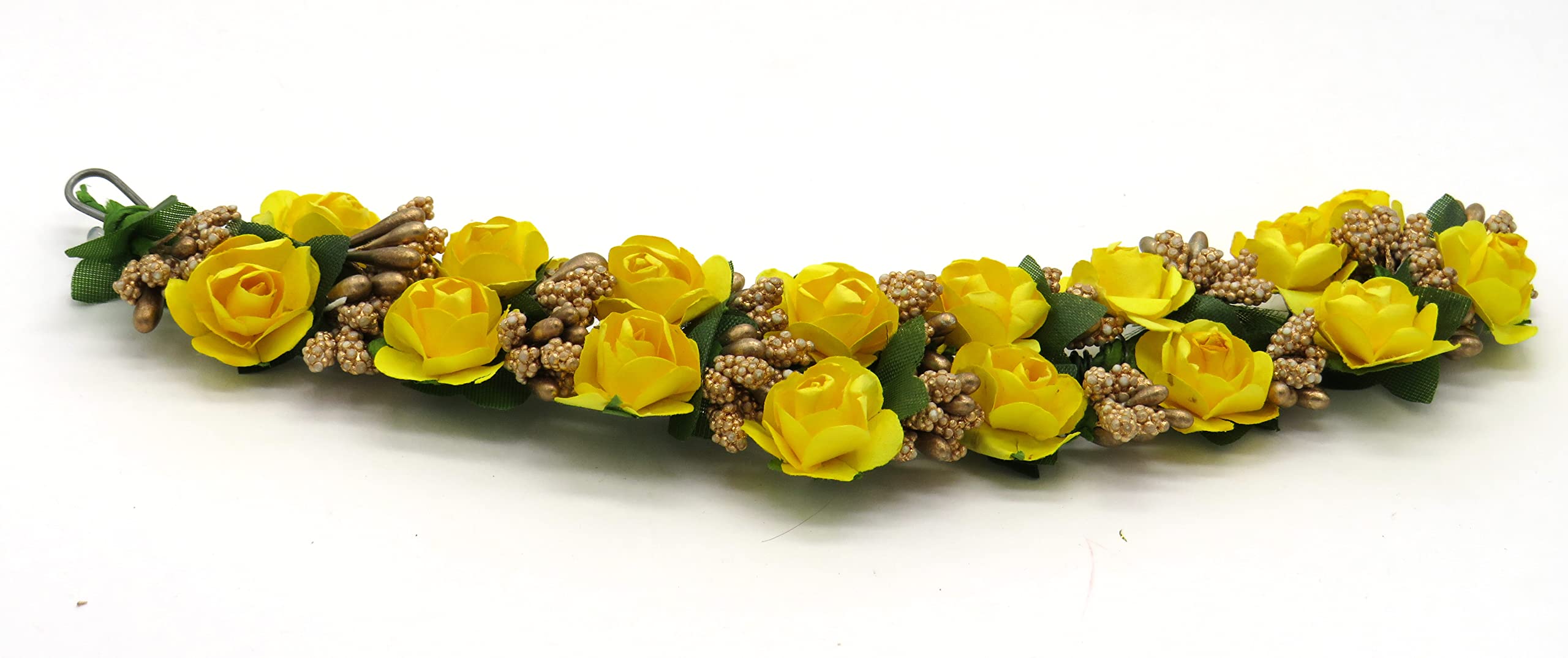 Clouds Store Artificial Hair Gajra - Yellow Wedding Hair Flower Veni Accessory (Pack of 1) for Bridal Hairstyles, Indian Ceremonies & Special Occasions