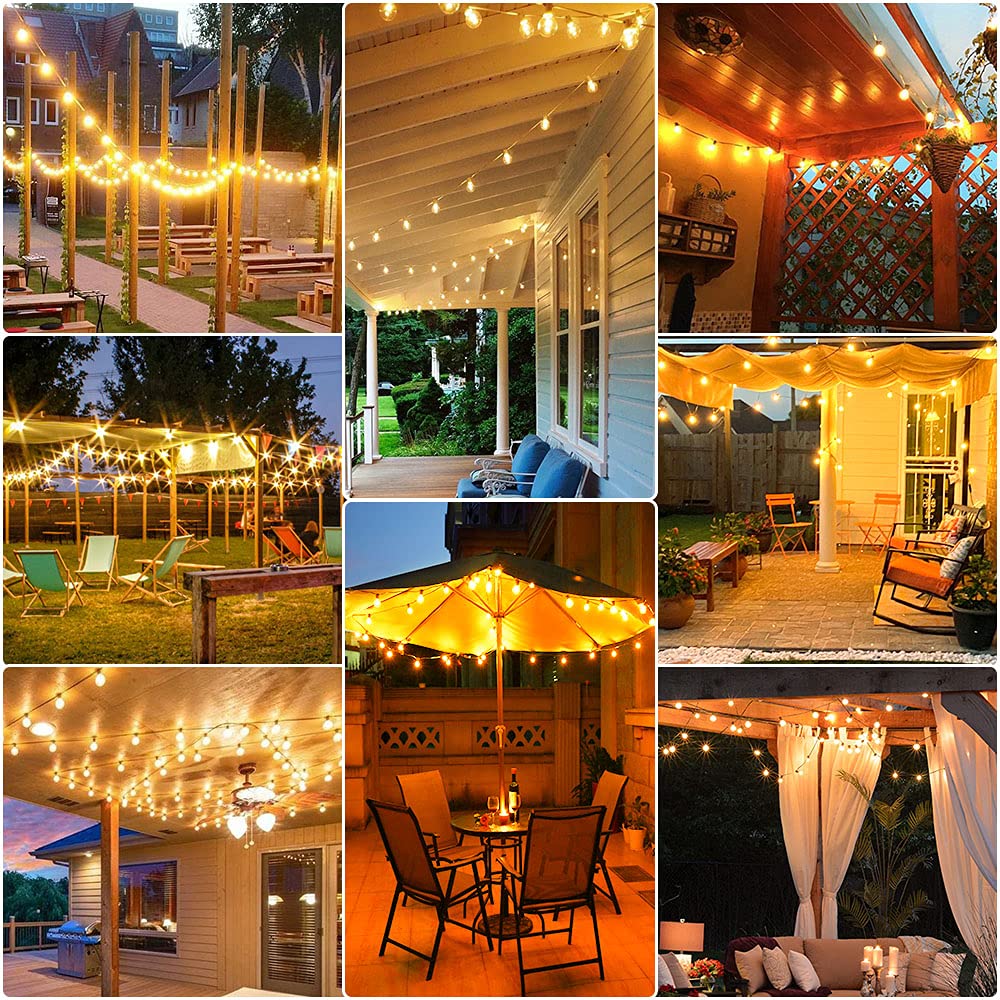 50ft G40 LED Outdoor String Lights - 26 Shatterproof & Waterproof Bulbs, Dimmable Hanging Globe Lights for Patio, Cafe, Bistro, Backyard, Garden & Wedding Decor