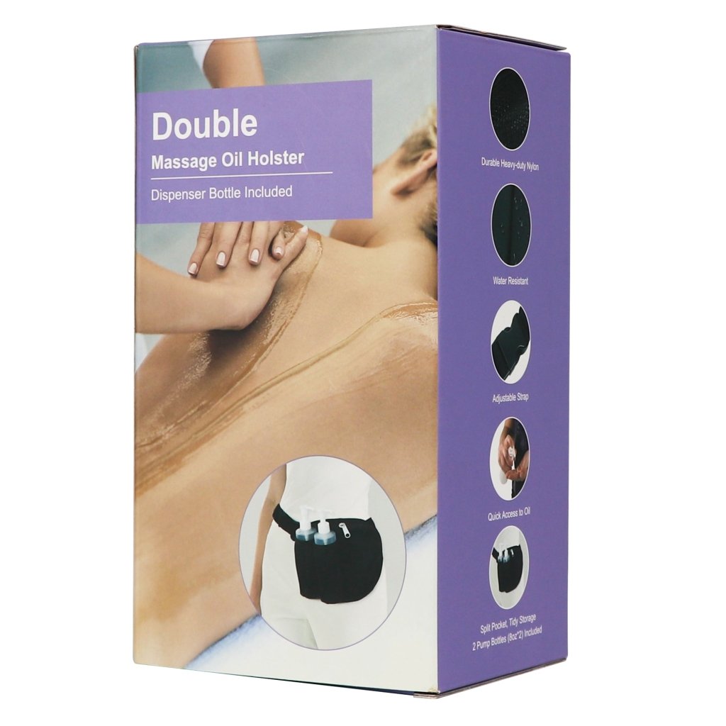 Professional Adjustable Massage Oil Holster Bag with Dual 8oz Refillable Pump Bottles - Perfect for Spa, Massage Therapy & Home Relaxation Use