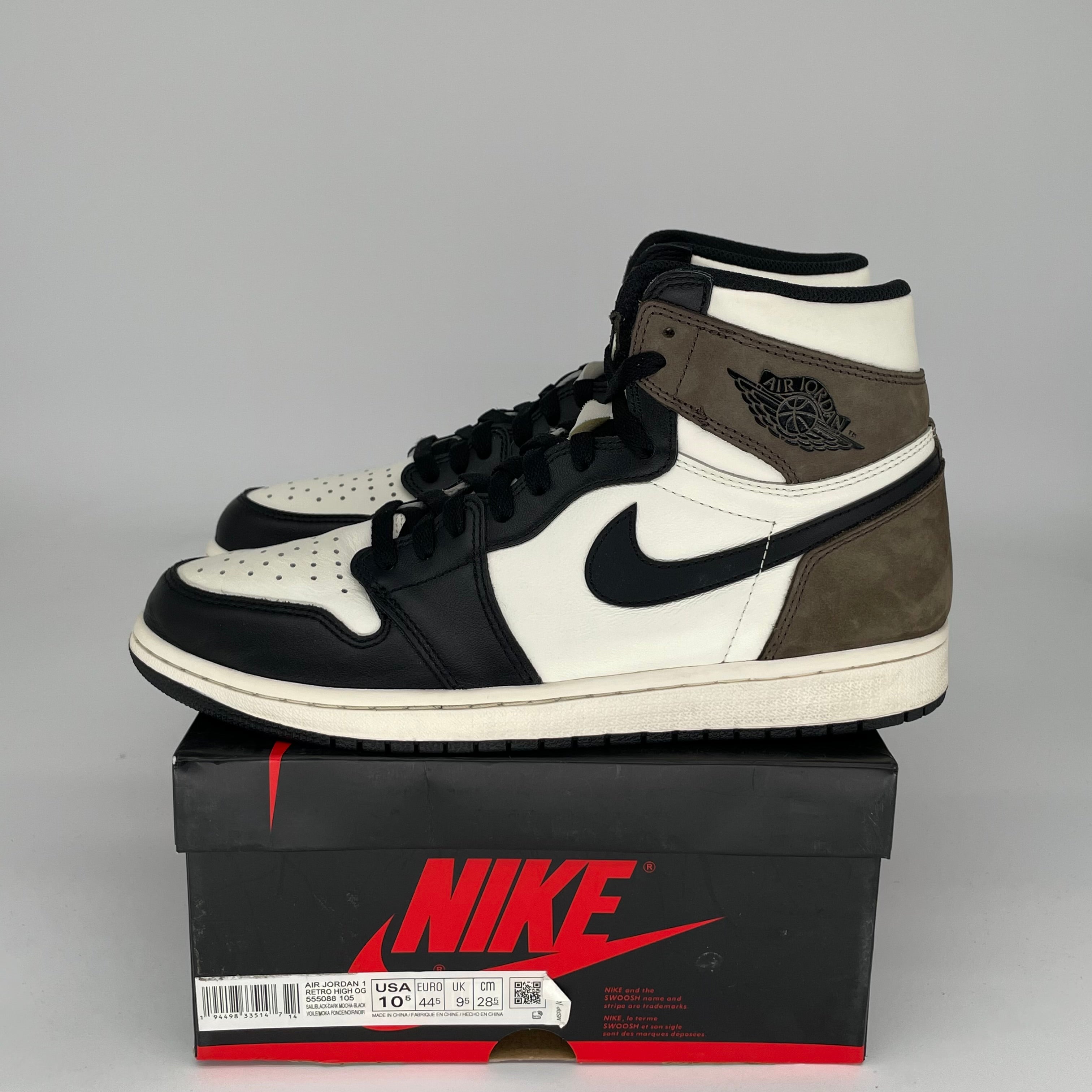 Original Air Jordan 1 Retro High OG 'Dark Mocha' Men's Size 10.5 Sneakers 555088-105 - Perfect for Streetwear & Basketball Fashion