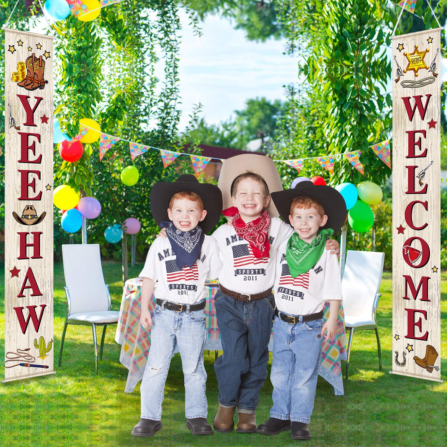 Blulu Western Cowboy Party Decorations Set - Wild West Party Favors, Yee Haw Welcome Banner & Porch Sign for Cowboy Birthday, Rodeo, Themed Events - Perfect for Western Home Decor, Barn Weddings, and Country-Themed Parties