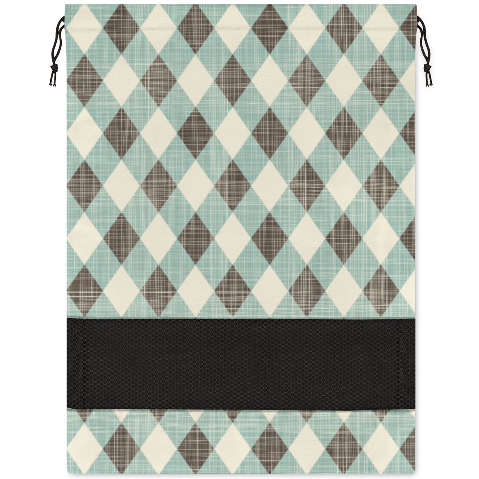 Checkered Pattern Dustproof Shoe Bags - Breathable Portable Travel Shoe Pouch with Drawstring, Collapsible Shoe Storage Organizer for Gym, Laundry, Closet & Home Organization | Perfect for Travel, Sports & Daily Storage