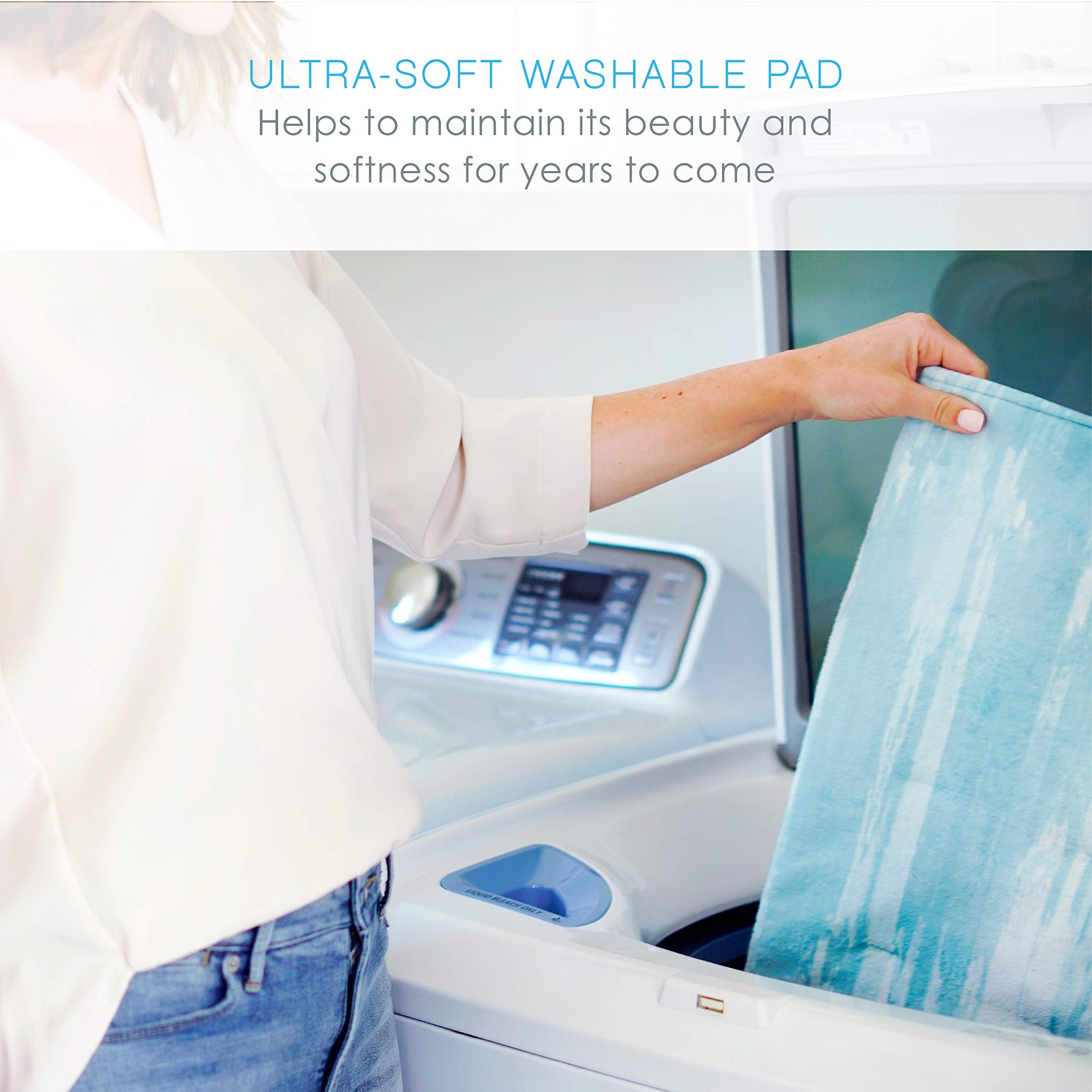 Pure Enrichment PureRelief Luxe Micromink Electric Heating Pad (12”x24”) - 6 Heat Settings, Ultra-Soft & Machine Washable, Auto Shut-Off for Back Pain, Muscle Soreness & Cramps - Perfect for Home, Office & Travel Use (Aqua Paint Designer Print)