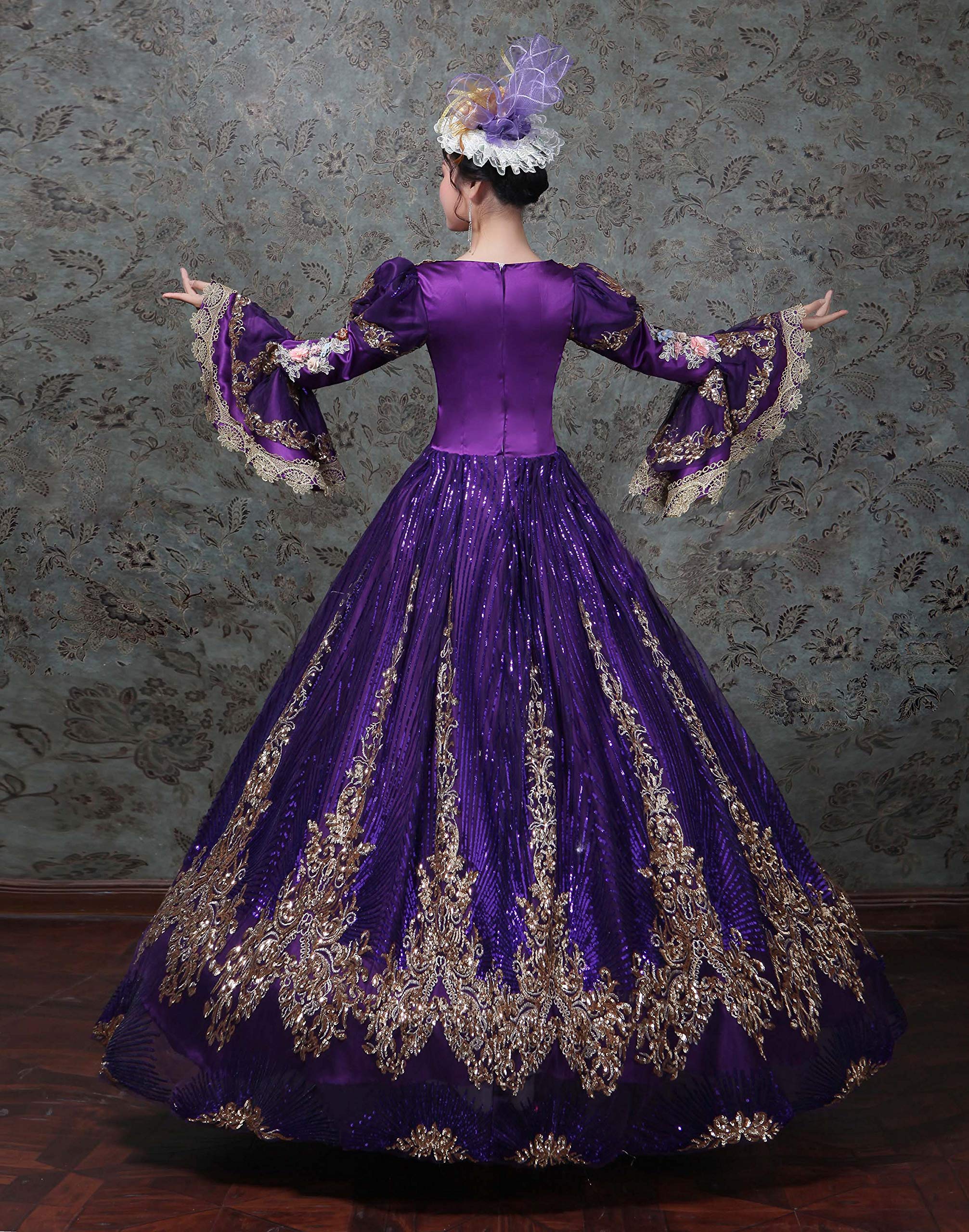 Victorian Renaissance Queen Dress for Women - Elegant Long Rococo Masquerade Ball Gown | Perfect for Cosplay, Halloween, Themed Parties & Historical Reenactments