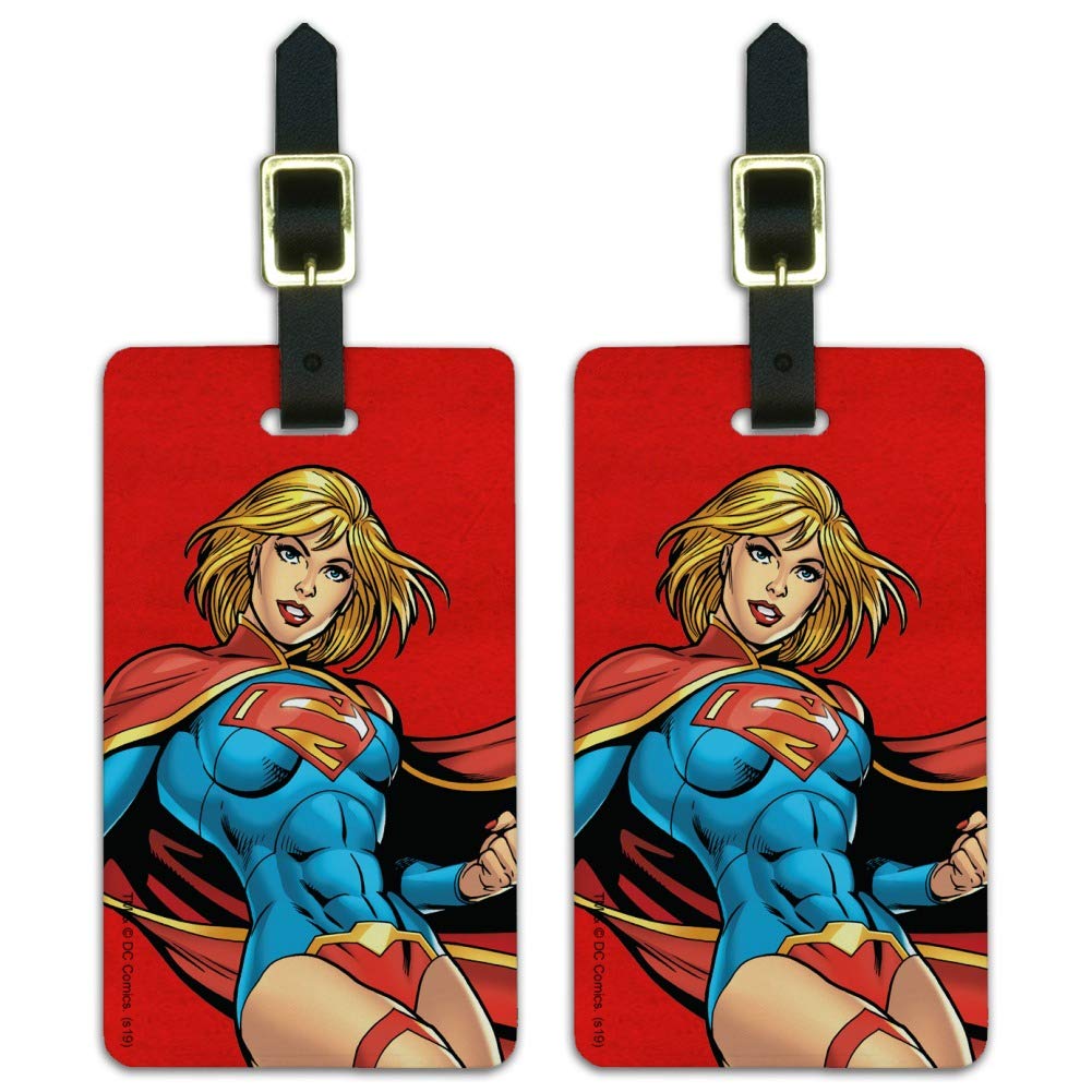 Superman & Supergirl Luggage ID Tags - Durable Suitcase Name Tags for Travel - Set of 2 - Perfect for Carry-On Bags, Backpacks & Kids' Luggage