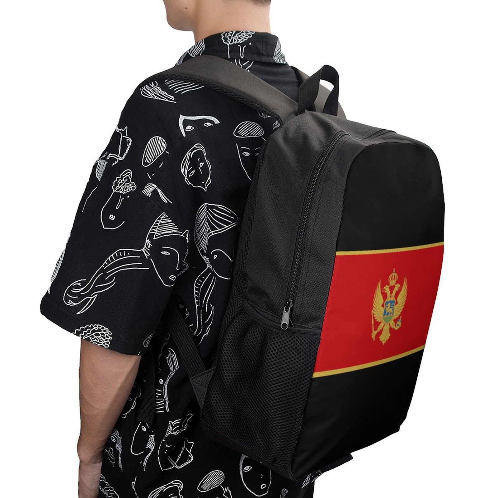 IOEDTHBJ 17 Inch Laptop Backpack for Men & Women - 3D Printed Monte Flag Design School & Travel Computer Bag - Perfect for Work, College & Daily Commute