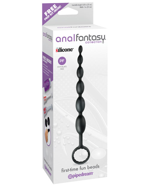 Anal Fantasy Collection - 8.25 Inch Silicone Anal Beads for Beginners - Black - Perfect for Couples Play & Solo Exploration