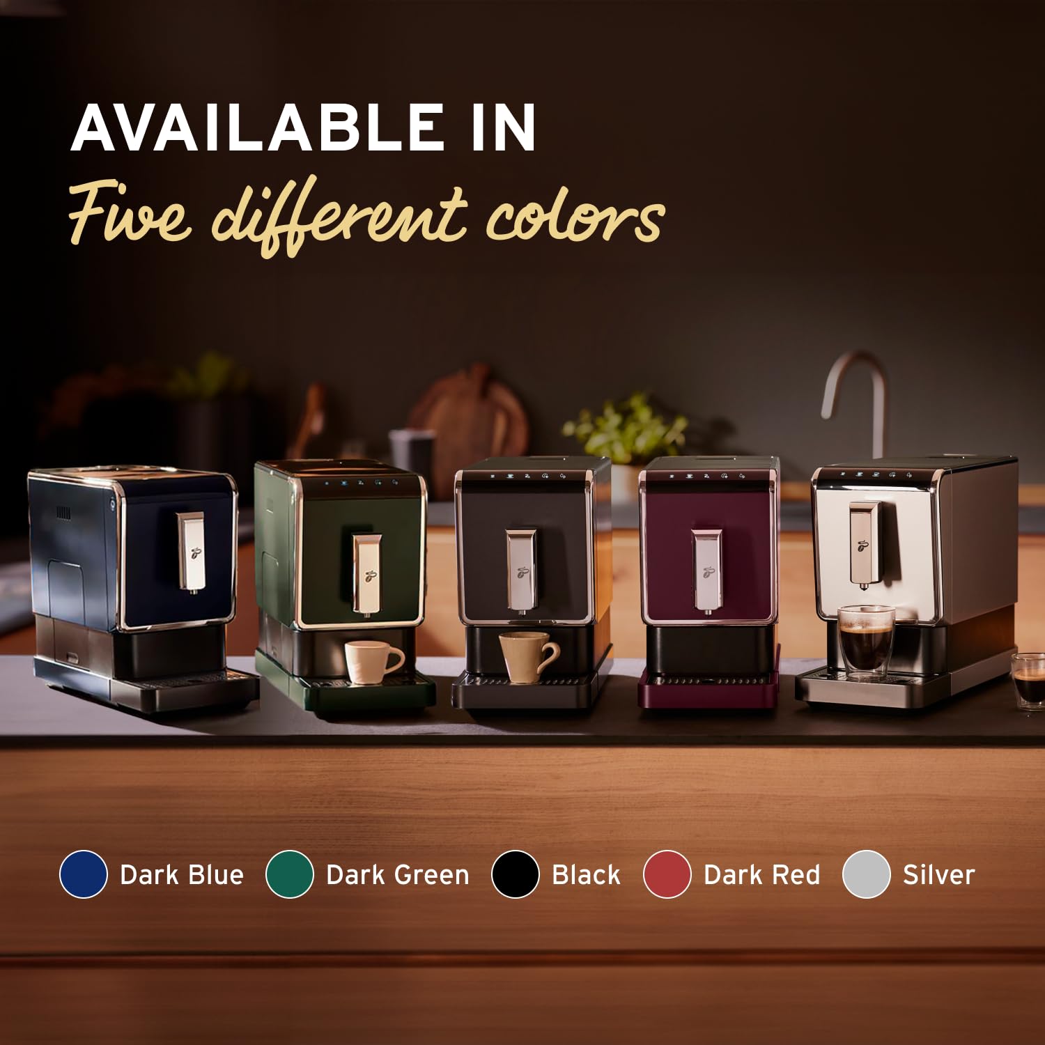 Tchibo Automatic Espresso Coffee Maker with Built-in Grinder - Fresh Ground Coffee Machine, No Pods Needed, Compact Red Design for Home & Office Use