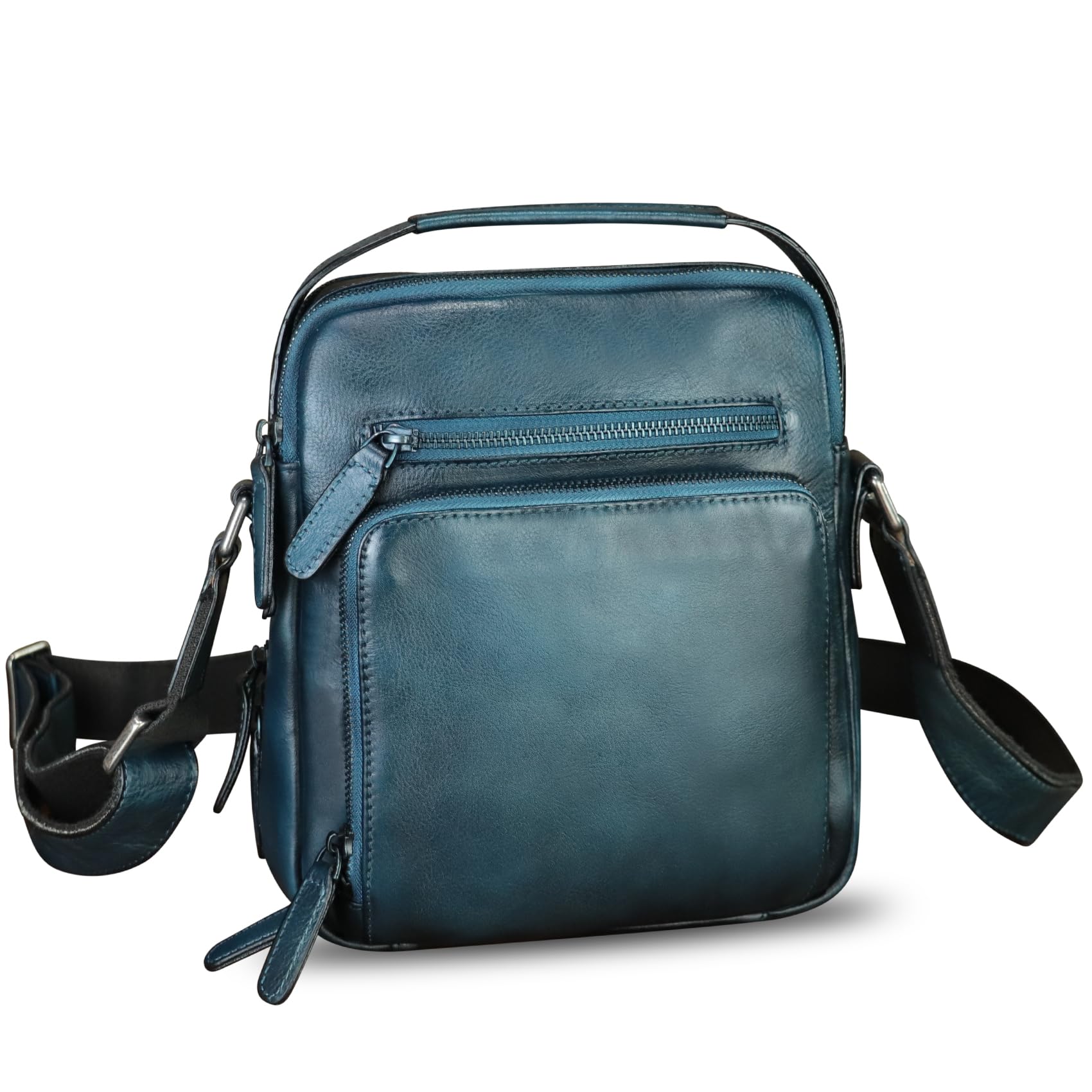 Genuine Leather Messenger Bag for Men - Vintage Real Leather Crossbody Shoulder Bag with Adjustable Strap - Perfect for Work, Travel & Everyday Use