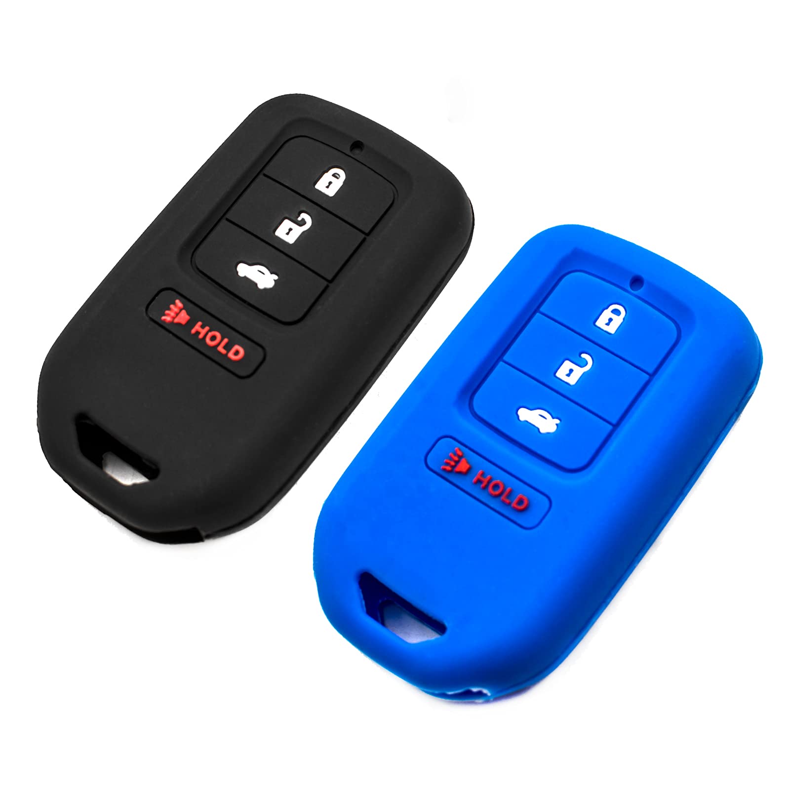 Premium Silicone Key Fob Cover for Honda Accord, Civic, CR-V, Odyssey & More (4-Button Smart Key) - Durable Remote Key Protector Case in Black & Blue | Perfect for Daily Use, Car Protection & Key Organization