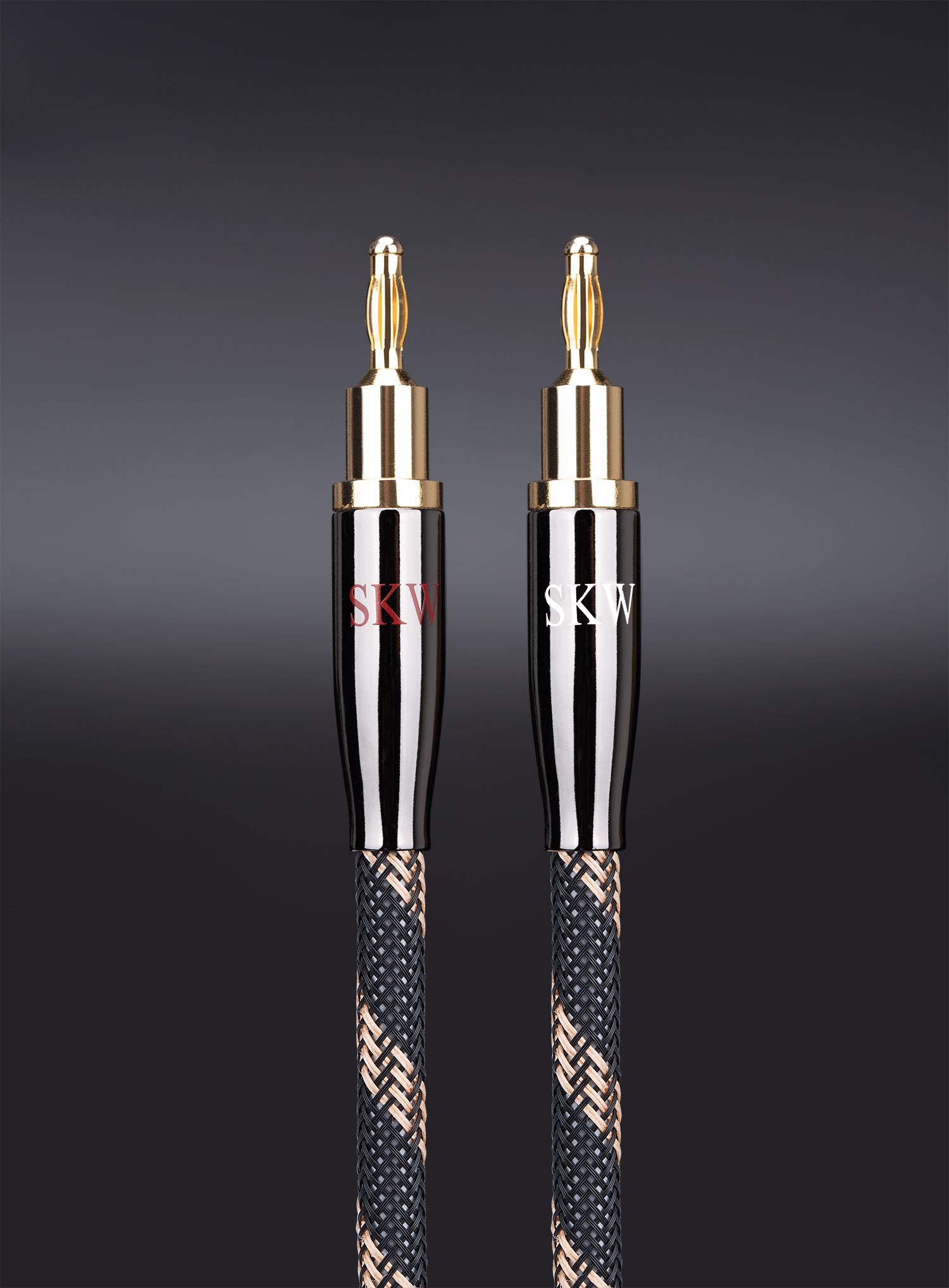 Premium Audiophile Speaker Cable Pair - Gold Plated Banana/Spade Connectors, Nylon Braid, HiFi Sound Quality (1.5M/4.9ft, 2 Cables) - Perfect for Home Theater & Stereo Speaker Systems
