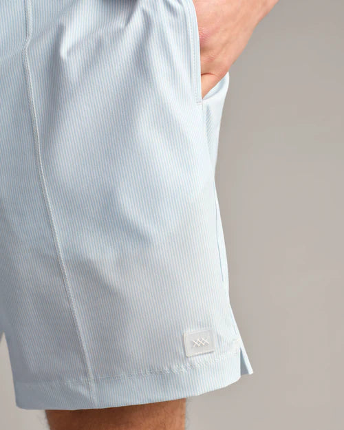 Rhone Men's 7.5 Inch R&R Quick-Dry Swim Trunks - Light Blue Stripe | Comfortable Beach Shorts for Swimming, Surfing & Vacation | Perfect for Pool, Beach & Water Sports