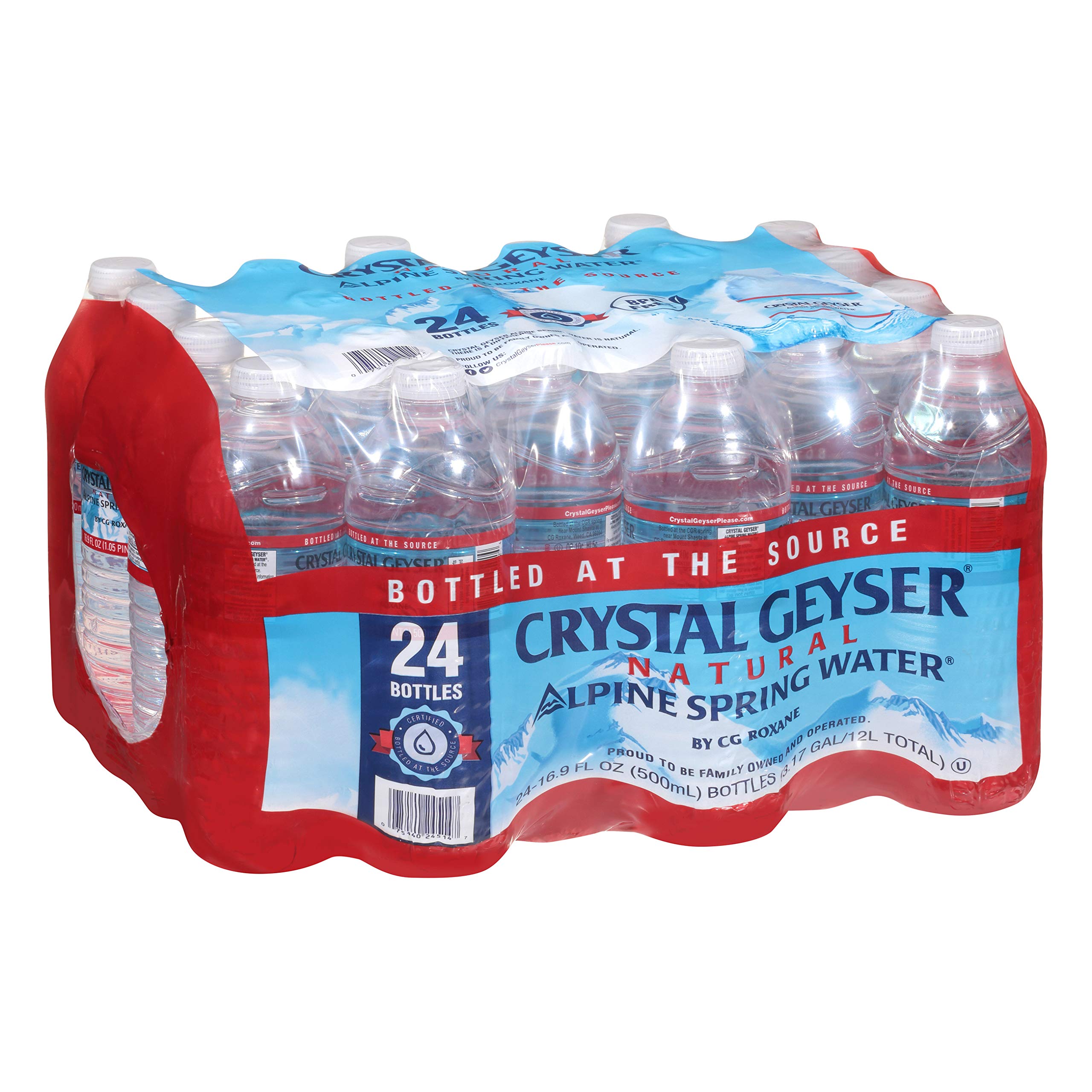 Crystal Geyser Natural Alpine Spring Water - 24 Pack of 16.9oz Bottles | Source Bottled Drinking Water | Perfect for Hydration, Office, Gym & Outdoor Activities