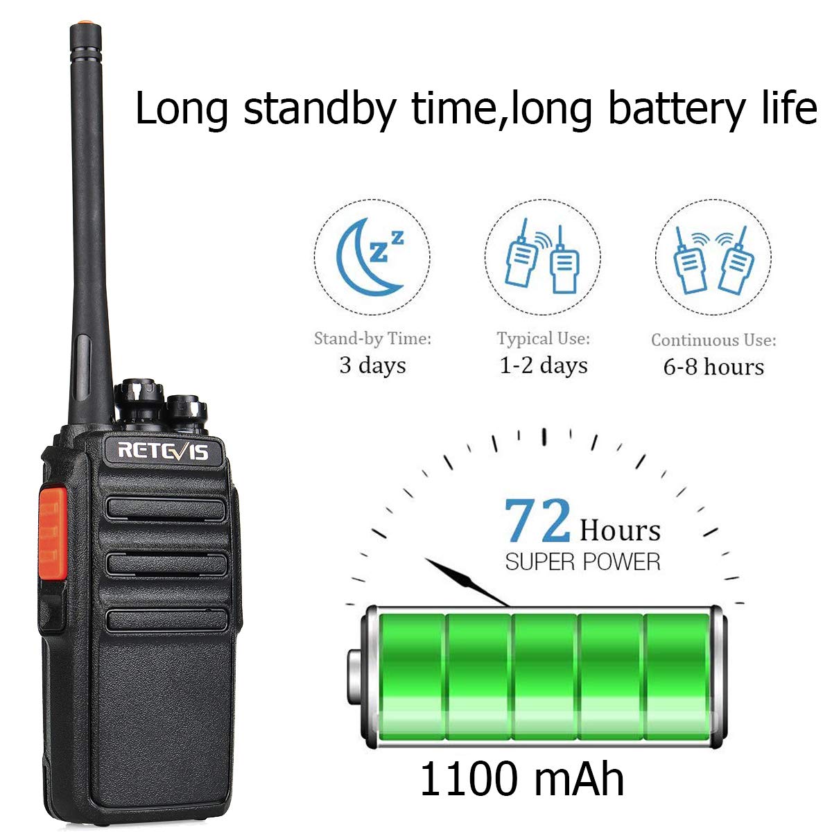 Retevis RT24 2-Way Radio Walkie Talkies - Long Range PMR446 with Loud Audio, 16 Channels & 10-Hour Battery Life - Rechargeable with USB Charging Base & 6 Earpieces (6 Pack) - Ideal for School, Retail Store, Construction & Outdoor Activities