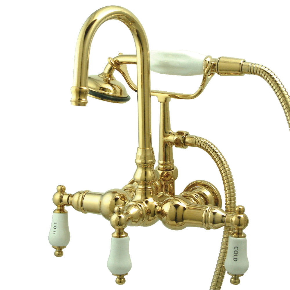 Kingston Brass CC9T8 Vintage 3-3/8 Inch Wall Mount Tub Faucet with Hand Shower - Perfect for Bathroom Renovation & Spa-Like Shower Experience