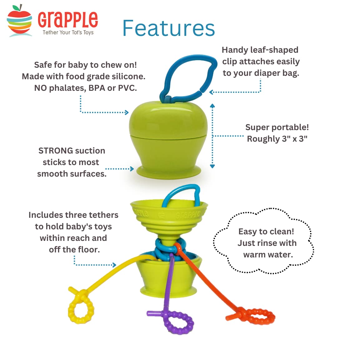 Suction Cup High Chair Toys Holder with 3 Toy Tethers - Secure Teethers, Toys & Snack Cups for Babies 6-12 Months | Ideal for Travel, Restaurants & Home Use