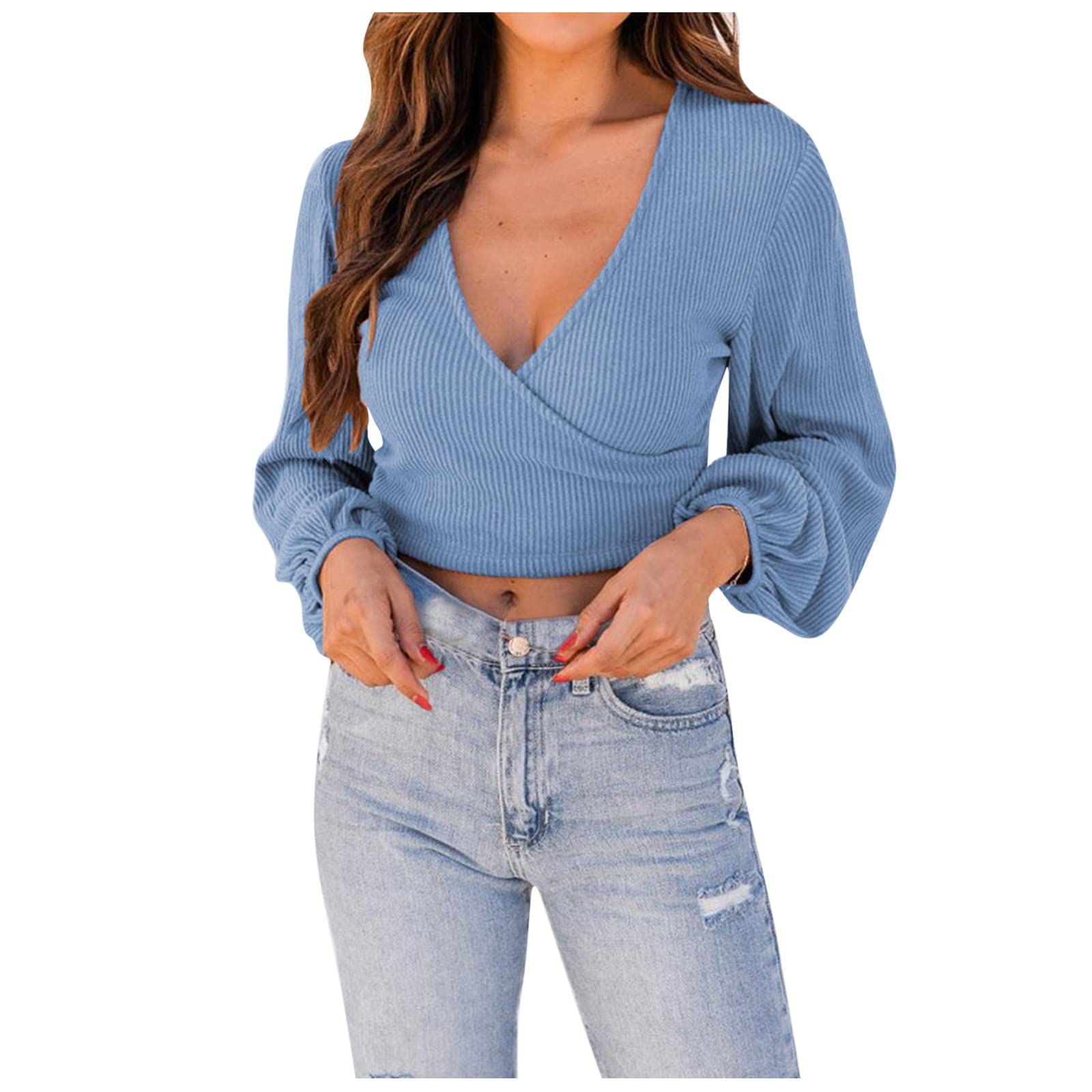Women's Sexy Long Sleeve Crop Top - Slim Fit Ruched Drawstring T-Shirt for Women | Perfect for Date Night, Club Outfits & Casual Streetwear