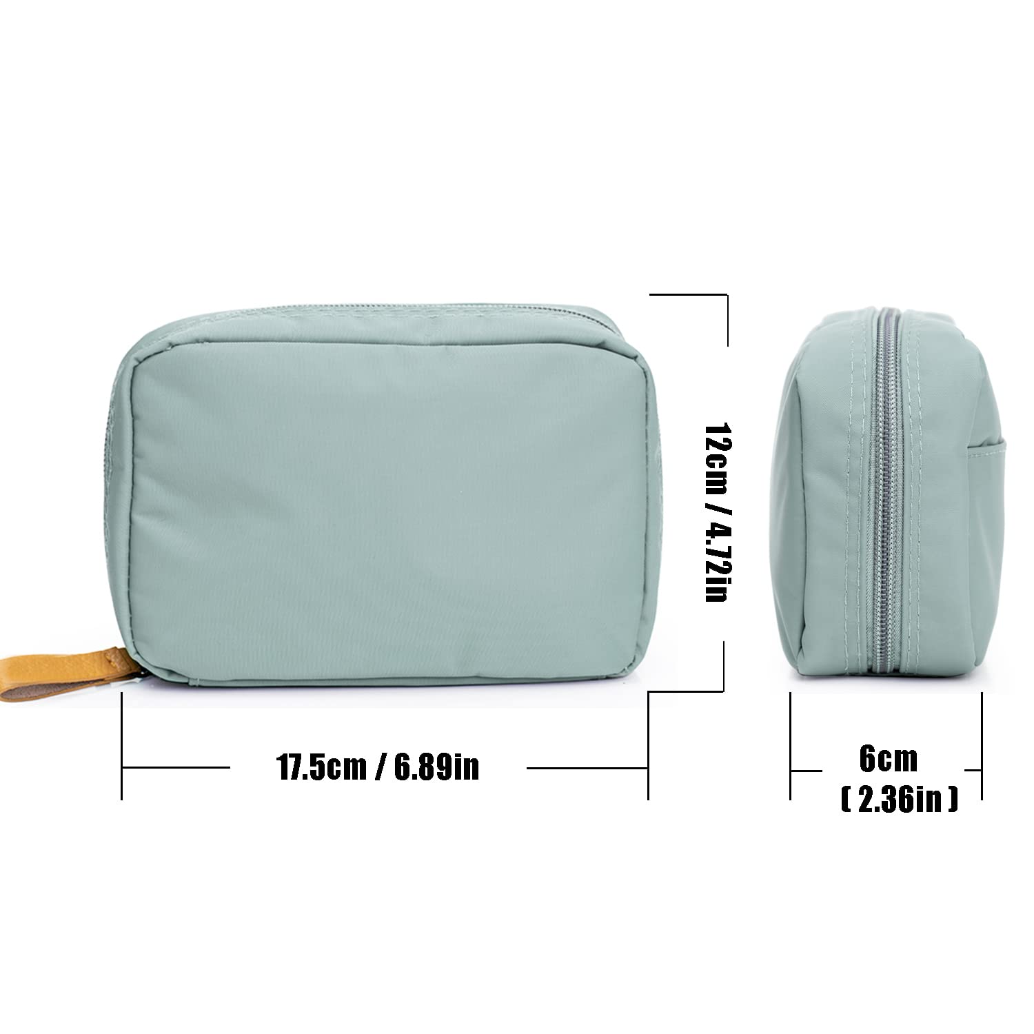 Hekyip Rectangular Beauty Bag - Small Travel Makeup Organizer for Purse, Portable Waterproof Cosmetic Pouch for Women (Mint Blue) | Perfect for Travel, Gym & Daily Essentials Storage