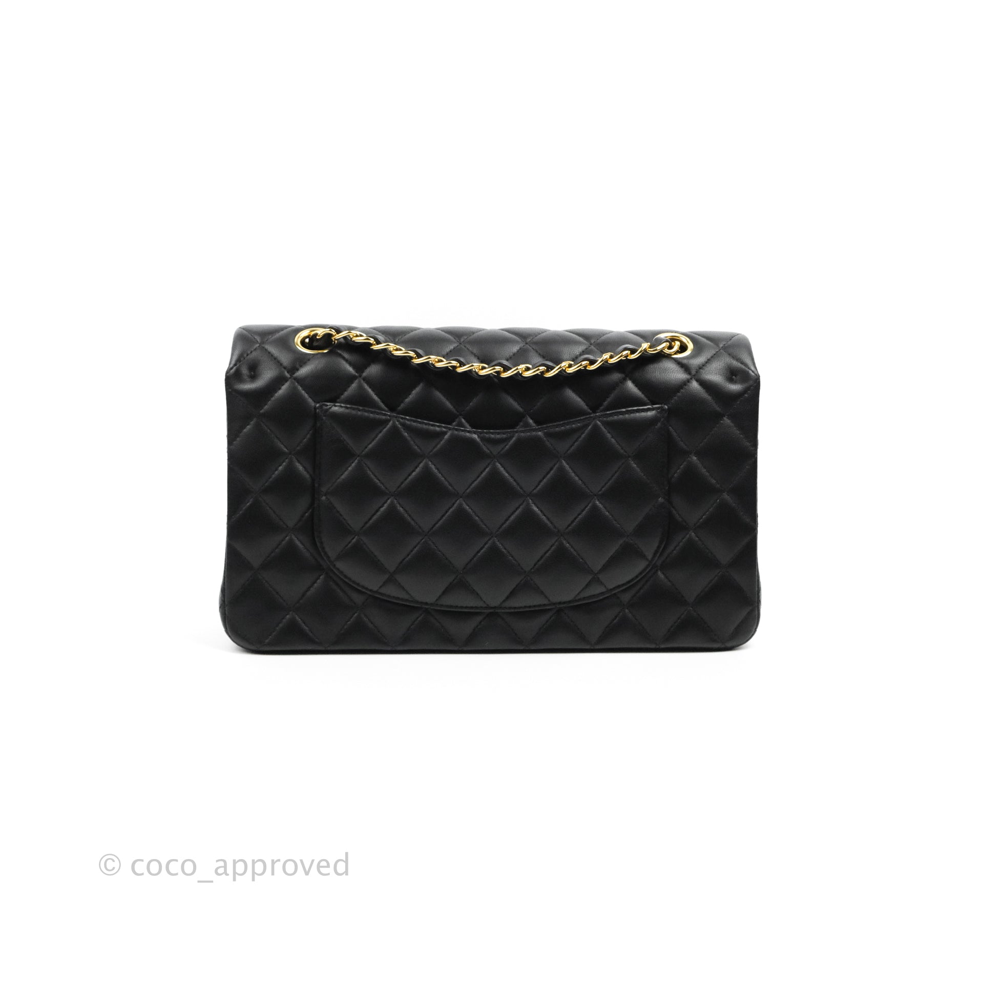 Chanel Classic M/L Medium Double Flap Bag - Black Lambskin Leather with Gold Hardware | Luxury Handbag for Women, Perfect for Evening Events & Special Occasions