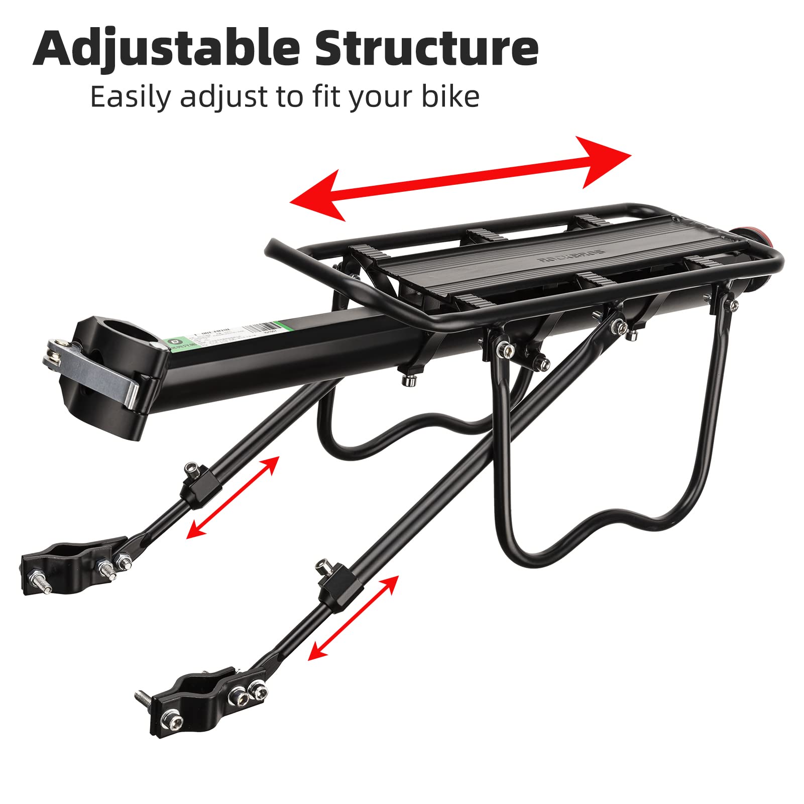 ROCKBROS Quick Release Rear Bike Cargo Rack - Heavy Duty 165lbs Capacity Mountain Bicycle Luggage Carrier for Commuting, Touring & Outdoor Adventures