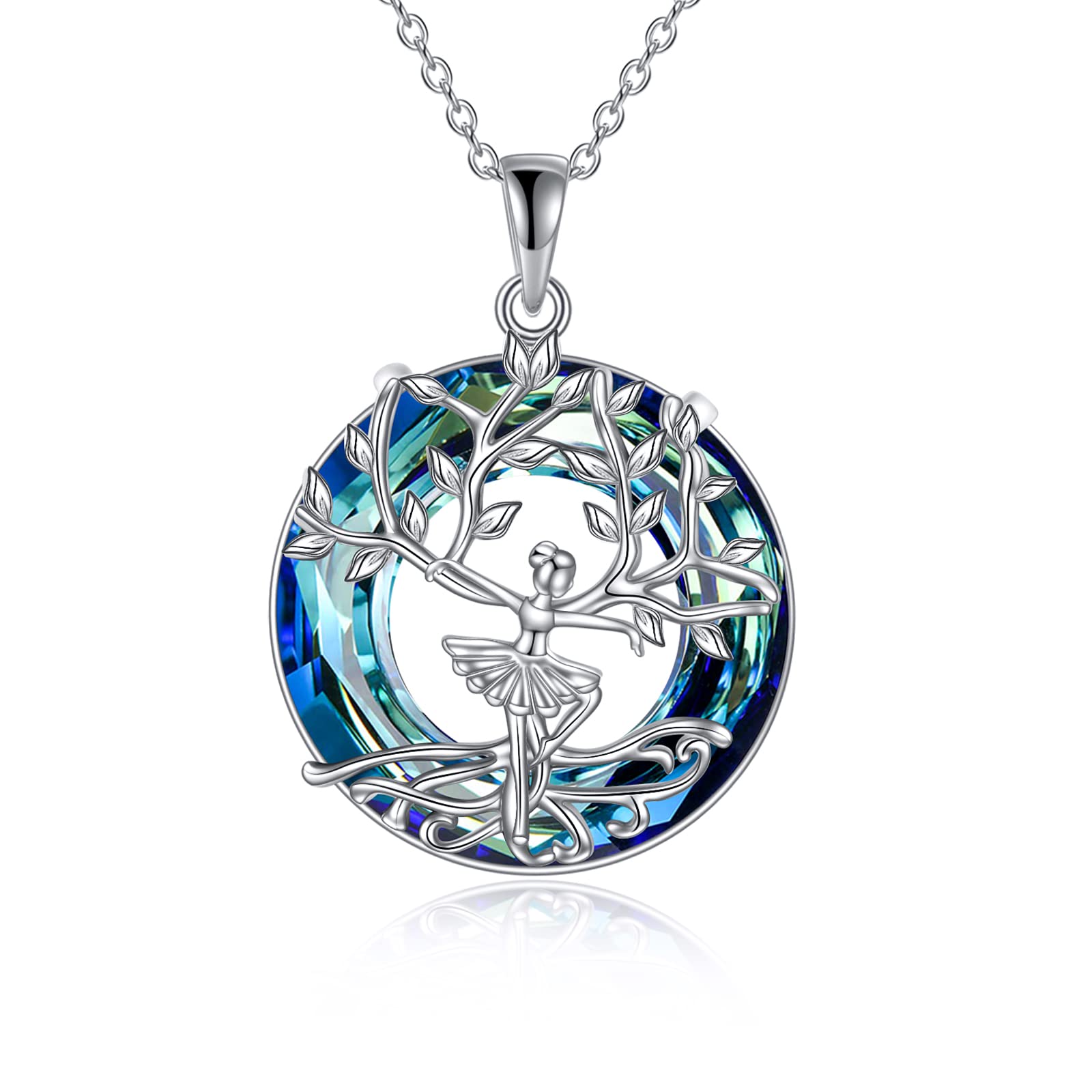 YFN Sterling Silver Tree of Life Crystal Necklace - Elegant Jewelry Gift for Women & Girls (Graduation, Birthday, Anniversary) - Perfect for Everyday Wear, Special Occasions & Spiritual Healing