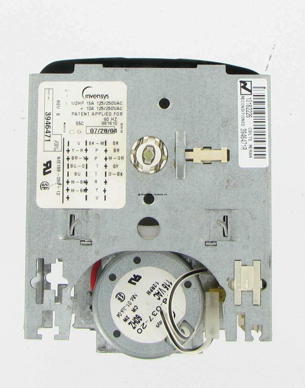 CoreCentric Remanufactured Washing Machine Timer Replacement for Whirlpool 3946471 / WP3946471 - Compatible with Top Load Washers, Perfect for DIY Home Appliance Repair