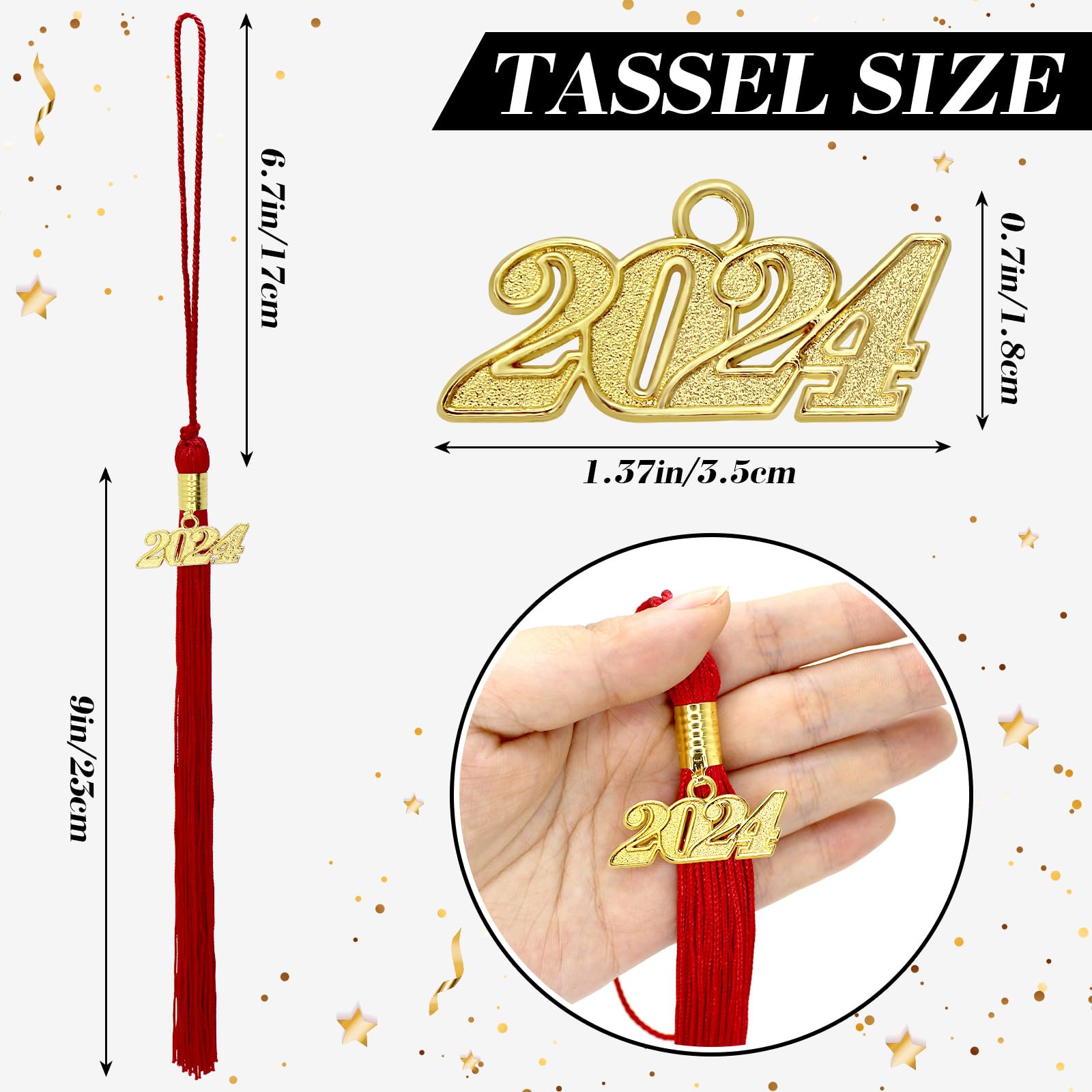 2024 Graduation Tassels - Premium Graduation Cap Tassel Decorations with 2024 Year Charms for High School & College Graduation Ceremonies, Parties & Photo Props (Red) - Perfect for Graduation Gifts, Cap Decor & Commencement Celebrations