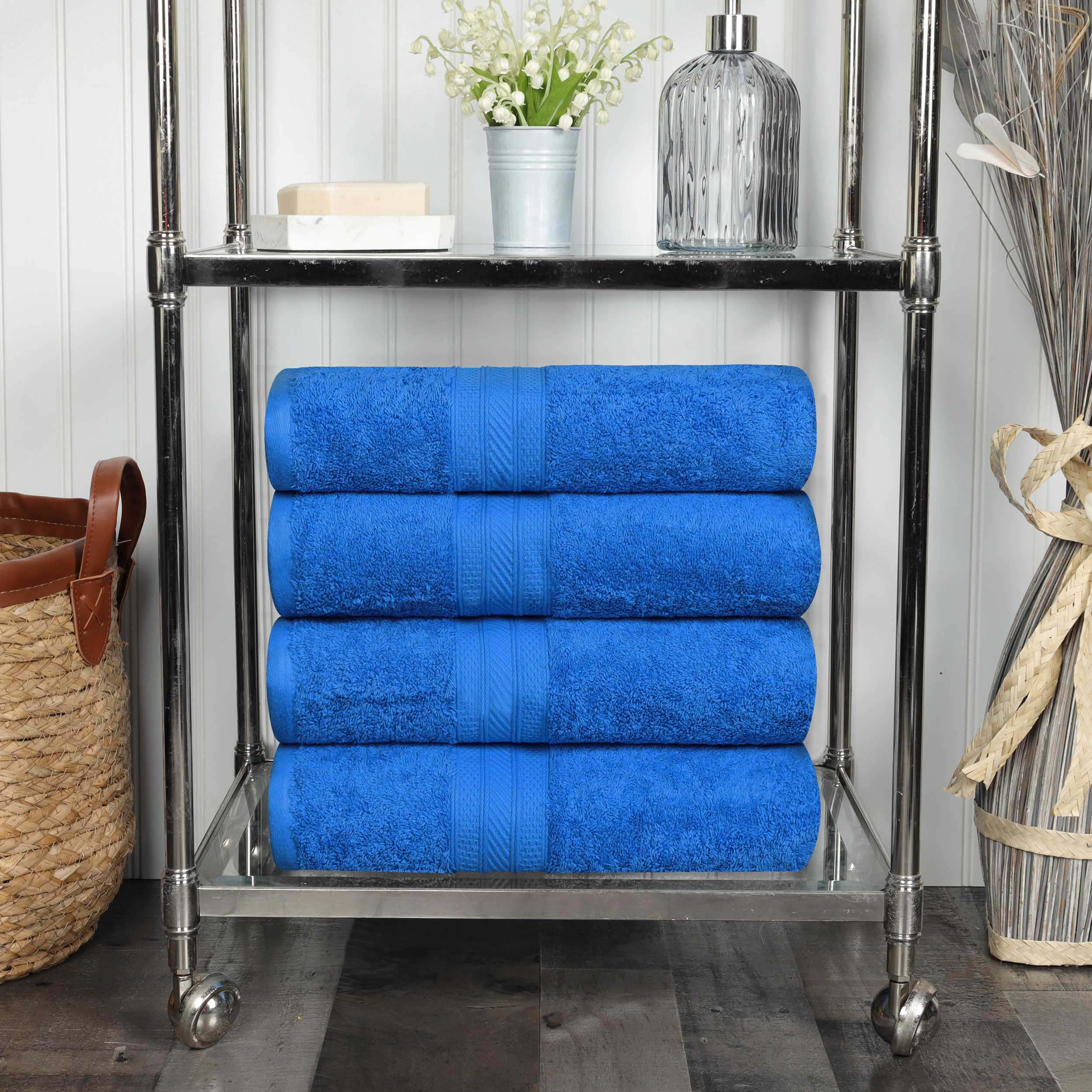 Premium Atlas Cotton 4-Piece Bath Towel Set - Ultra Absorbent, Heavyweight & Soft - Perfect for Spa, Bathroom & Luxury Home Use