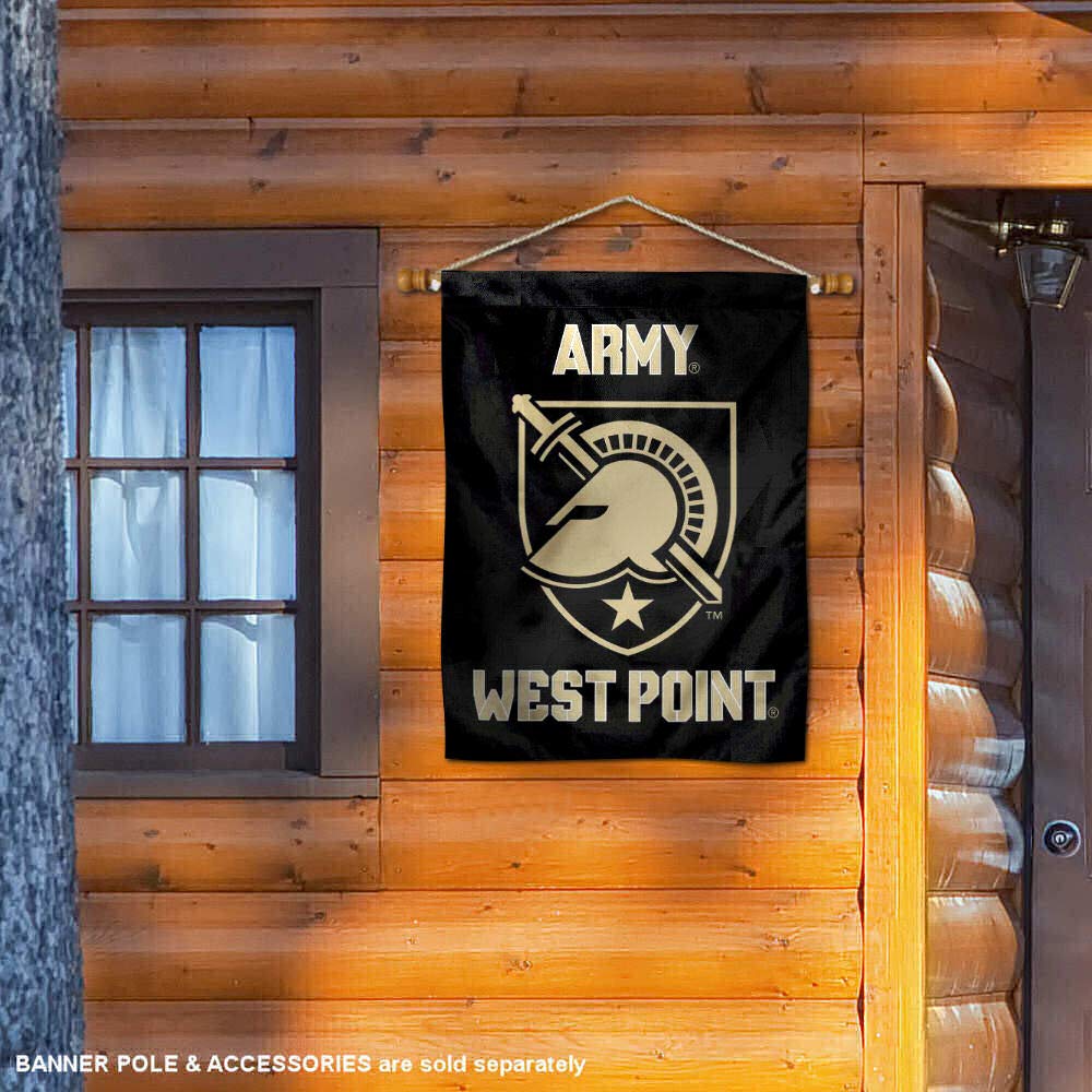 Army Black Knights Athena Shield Double Sided House Flag - College Team Spirit Outdoor Decor for Game Day, Tailgating & Home Display