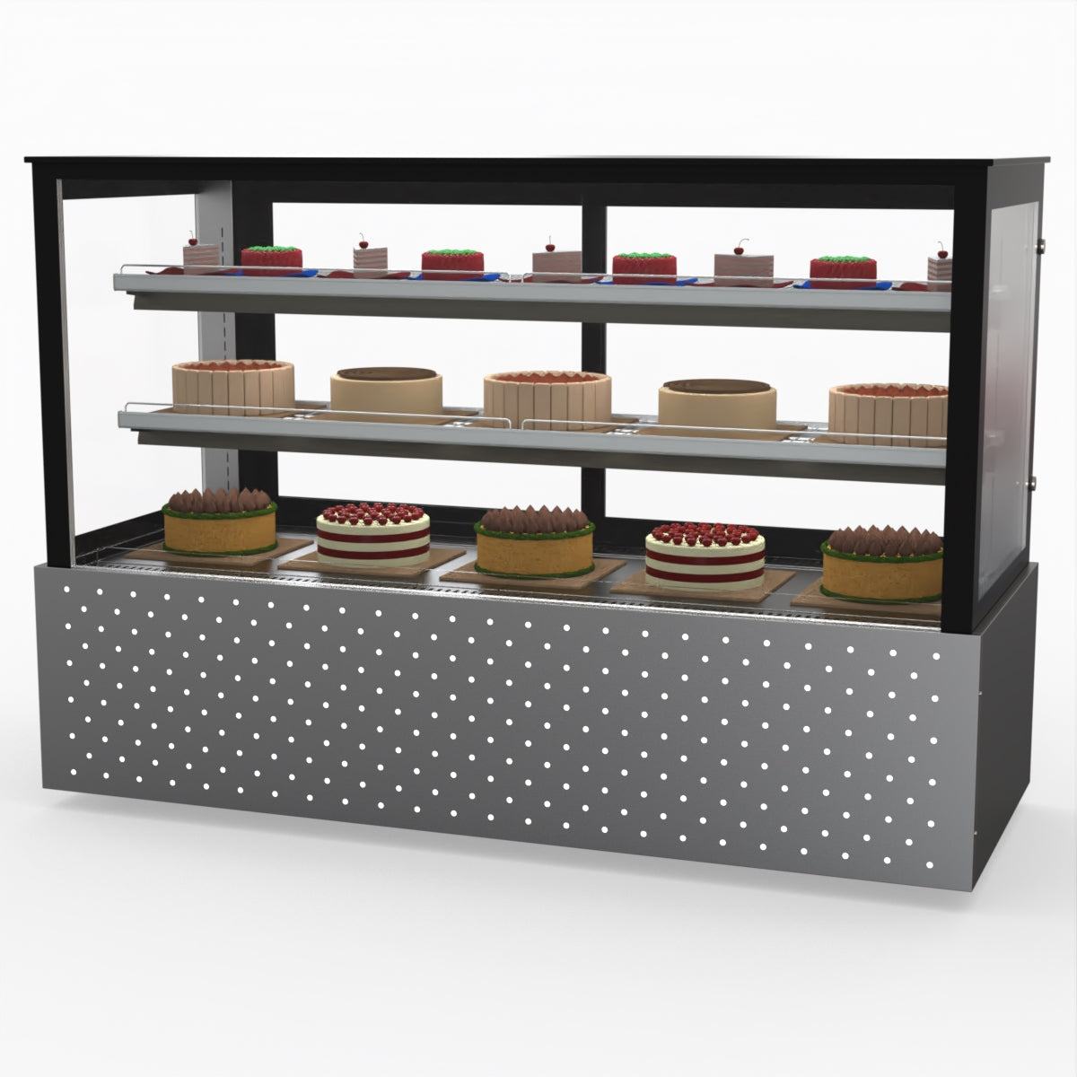 Bonvue SG180FA Commercial Refrigerated Display Case - Dual Glass Door Merchandiser for Deli, Bakery & Grocery - Perfect for Supermarkets, Convenience Stores & Cafes