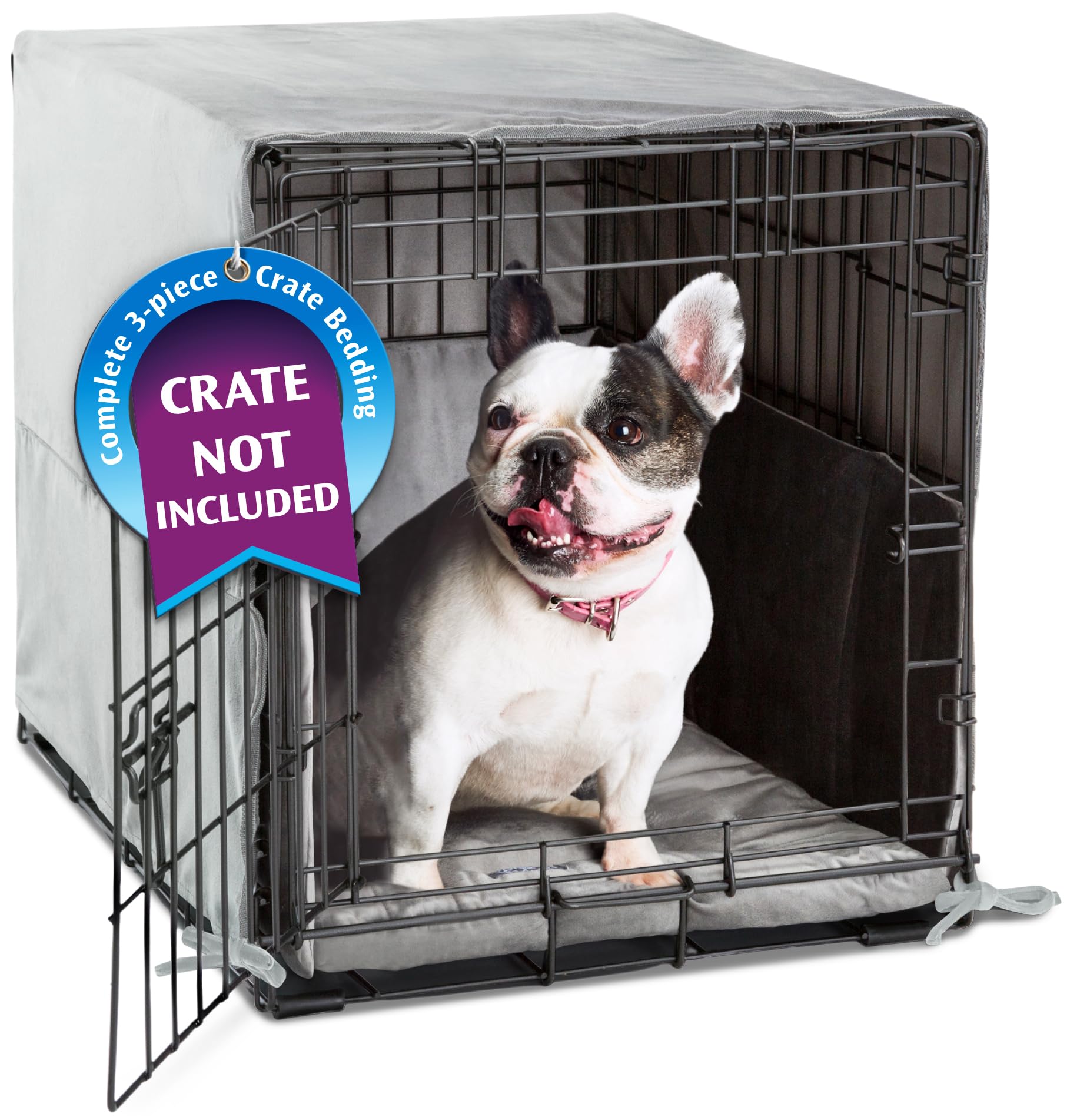 Eco-Friendly 3-Piece Dog Crate Set - Soft Crate Cover, Cushioned Pad & Bumper for 24