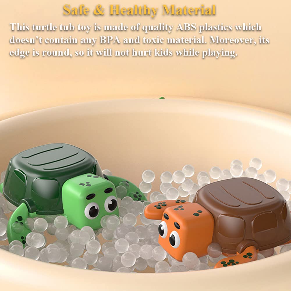 Wind Up Turtle Bath Toy - Swimming Sea Turtle Water Toy, Clockwork Tortoise Tub Toy for Kids - Floating Pool & Bathtub Toy for Toddlers (Green) - Perfect for Bath Time Fun & Sensory Play