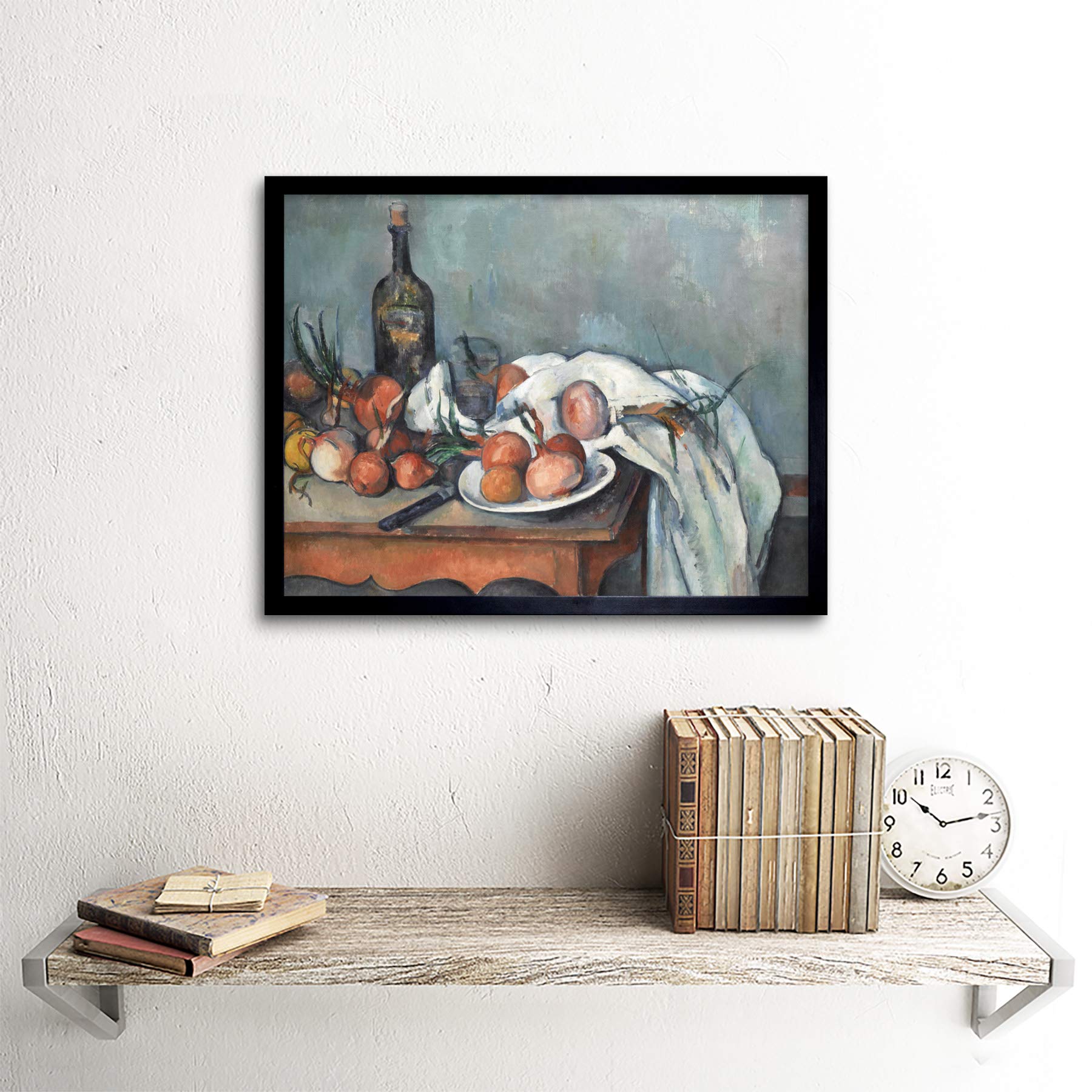 Paul Cezanne Still Life With Onions Art Print - Framed Wall Decor Poster 12x16 Inches - Perfect for Living Room, Bedroom & Office Decor