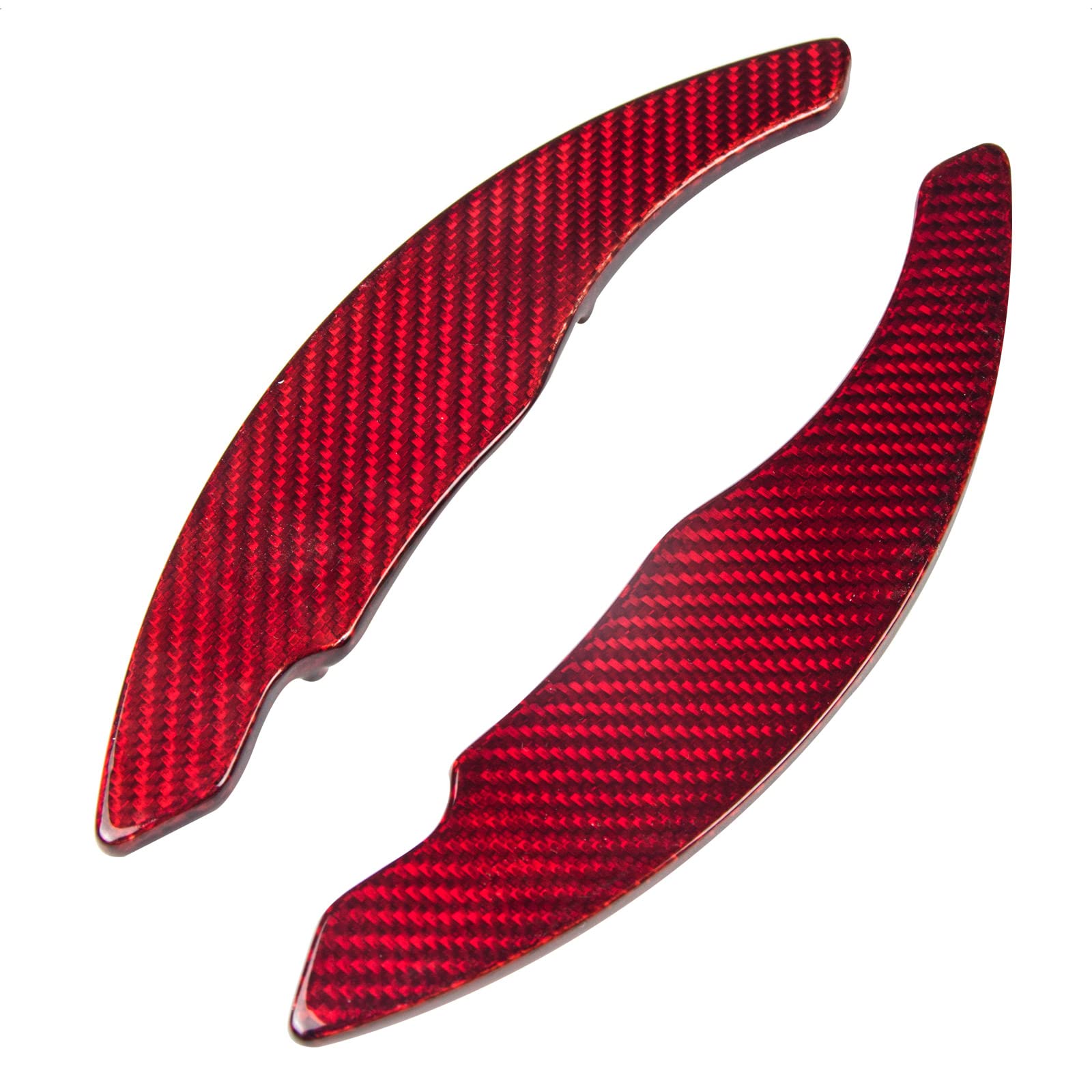 Carbon Fiber Steering Wheel Shift Paddle Extender - Compatible with VW Golf 7, Scirocco, Sagitar, GLI, Lamando GTS & Polo GTI - Gloss Red Trim Cover - Enhance Driving Performance for Racing & Daily Commute