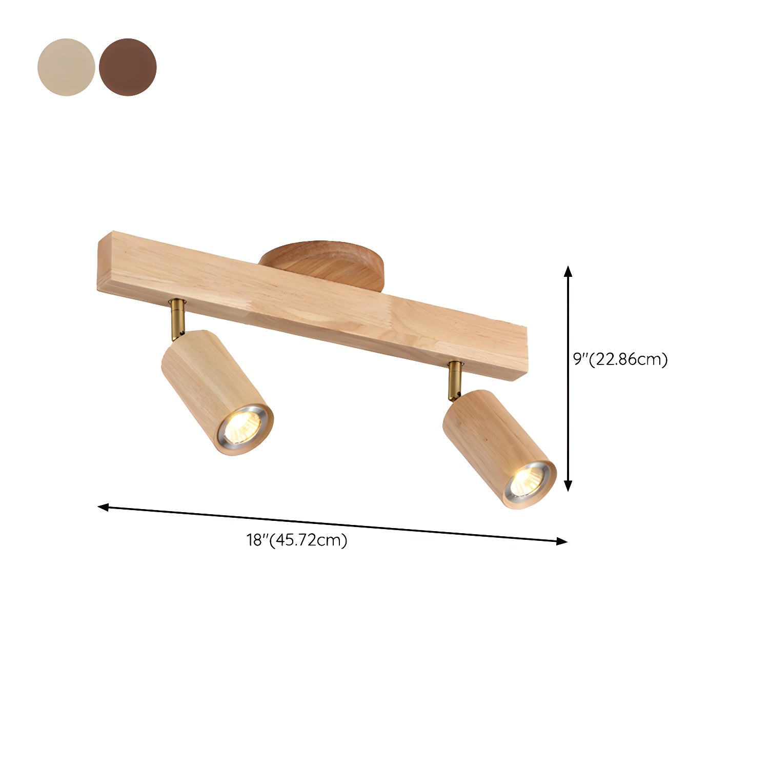Natural Wood Beam Spotlight Light - Rustic Ceiling Lighting Fixture for Living Room, Bedroom, and Dining Room Decor