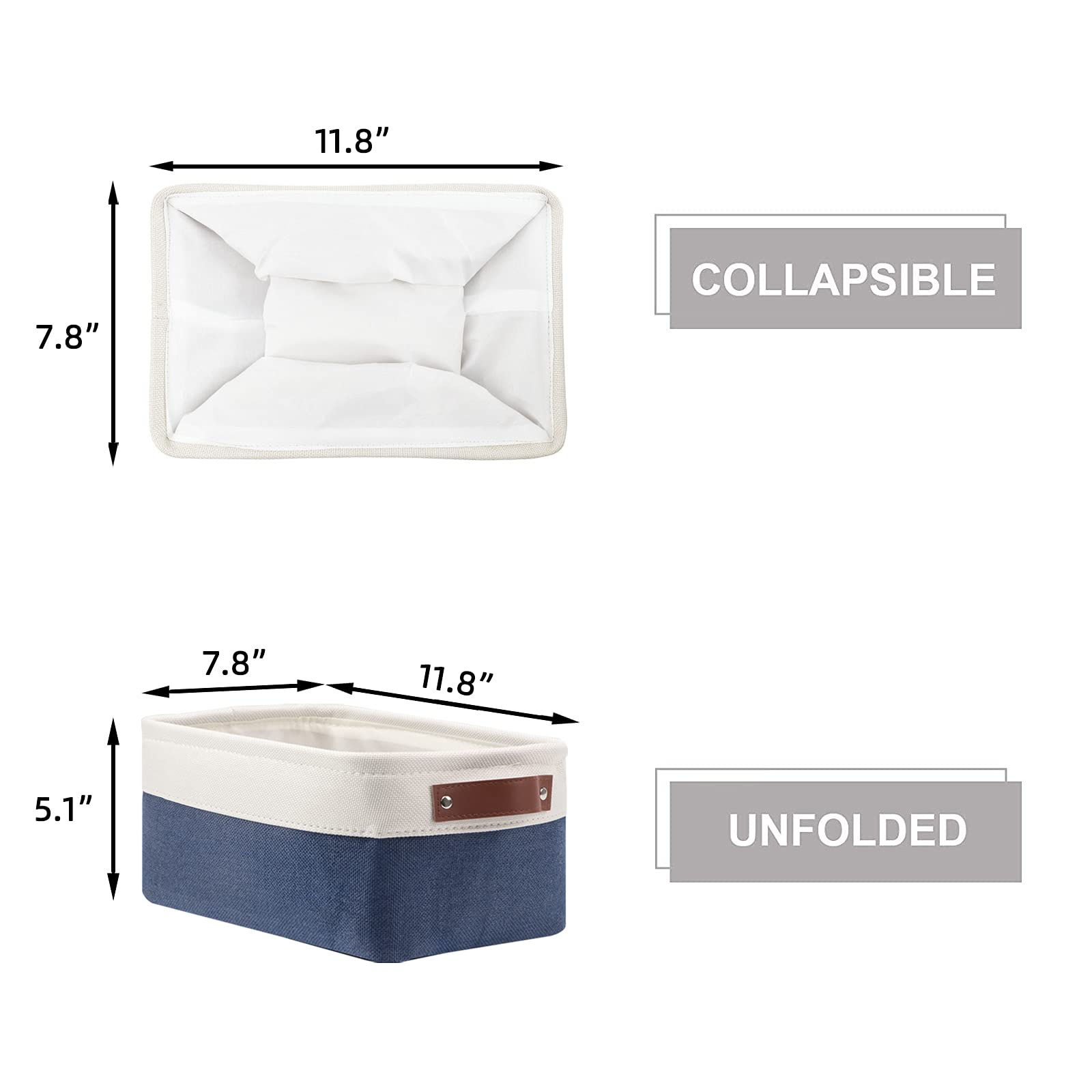 Foldable Fabric Storage Baskets (6-Pack) - Small Organizing Bins for Shelves, Closets & Nursery - 11.8