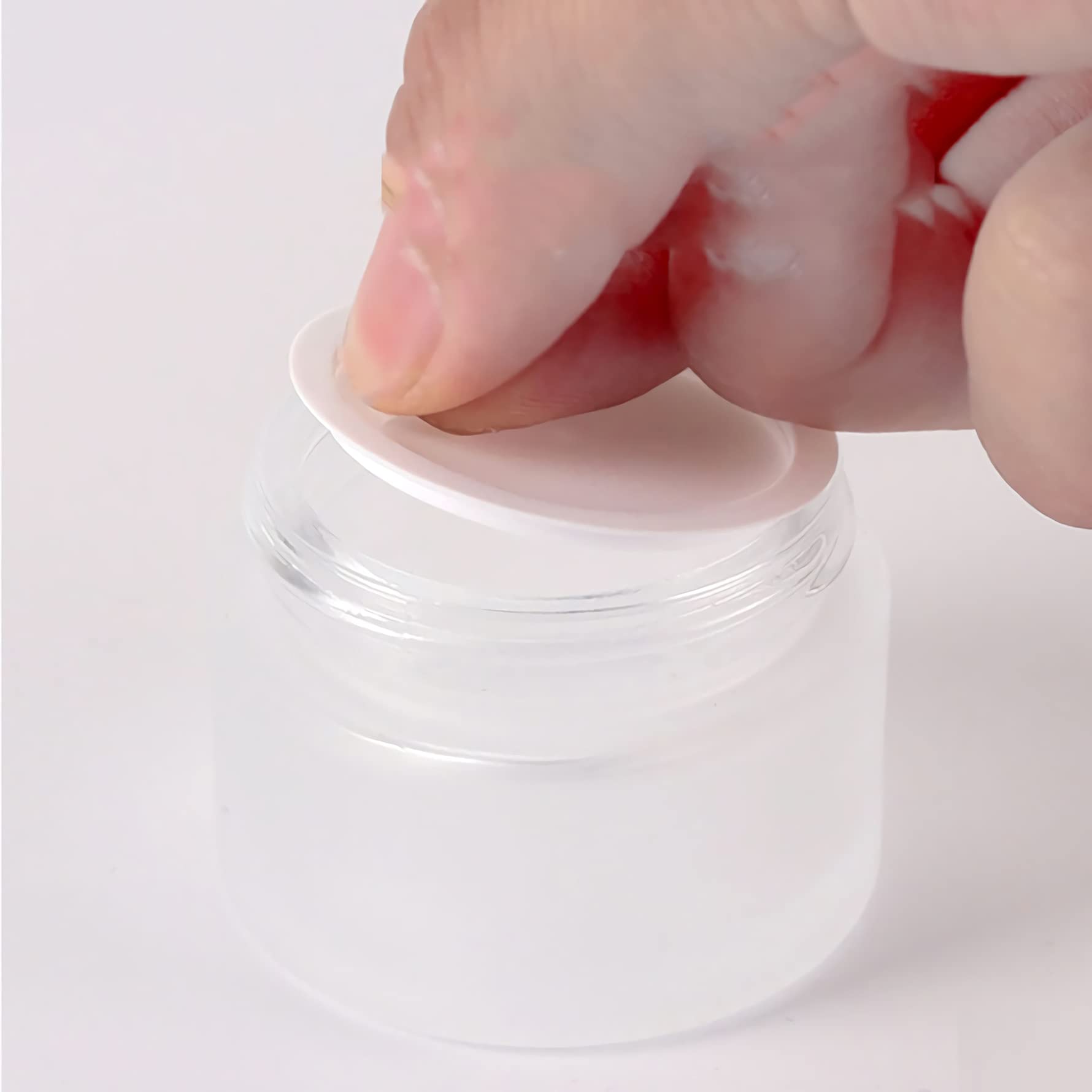 4 Pack 30ml Empty Frosted Glass Cosmetic Jars with Rose Lids - Refillable Face Cream Containers for Creams, Lotions, Lip Balm, Makeup & Skincare Samples | Perfect for Travel, Home Storage & DIY Beauty Products