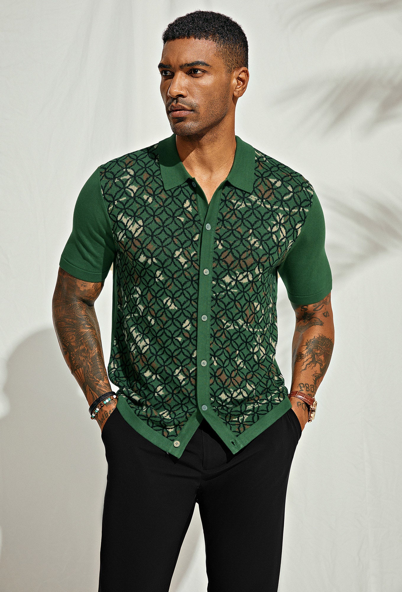 Men's Contrast Color Knitted Polo Shirt - Short Sleeve Lapel Collar Casual Knitwear Top for Summer Outfits & Business Casual Wear