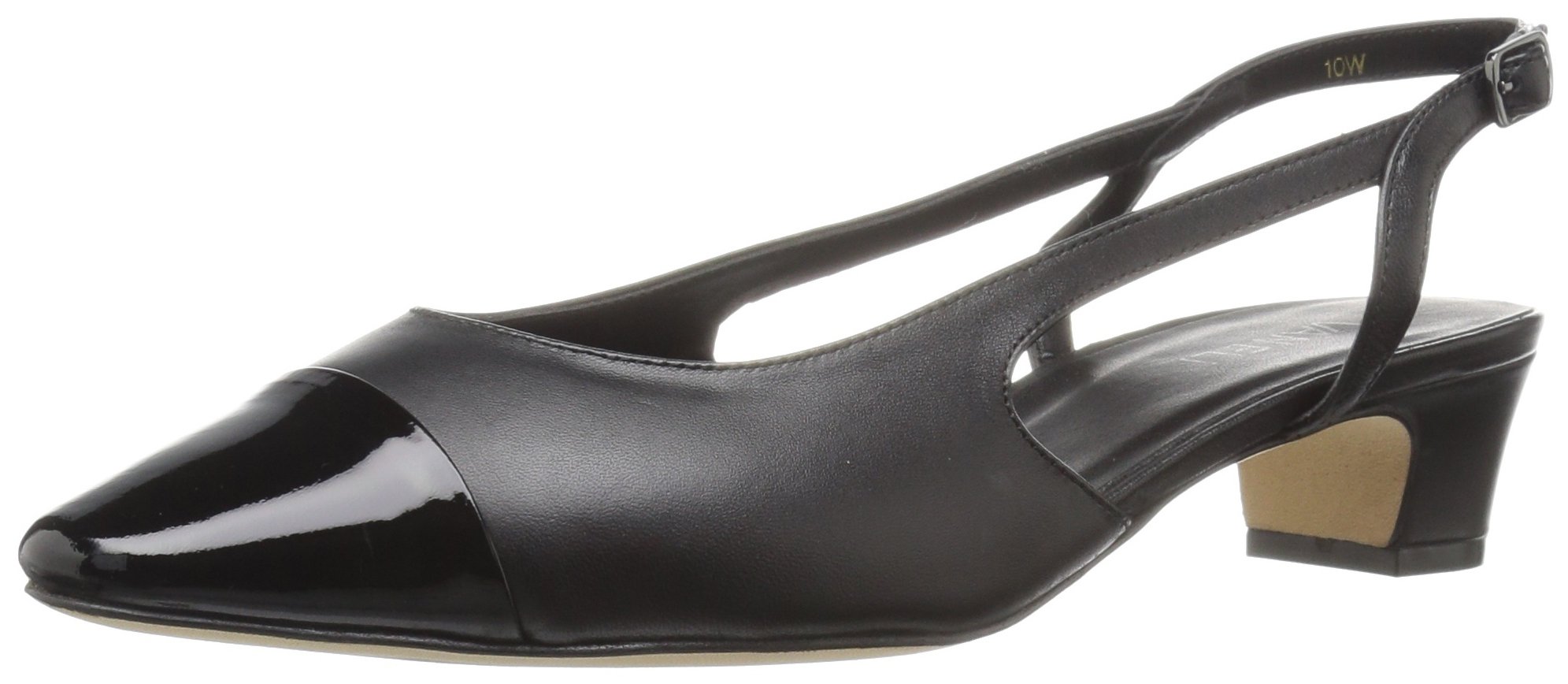 VANELi Women's Aliz Round Toe Slingback Pumps - Low Heel 1-2 Inch Dress Shoes for Work, Party & Casual Wear - Black